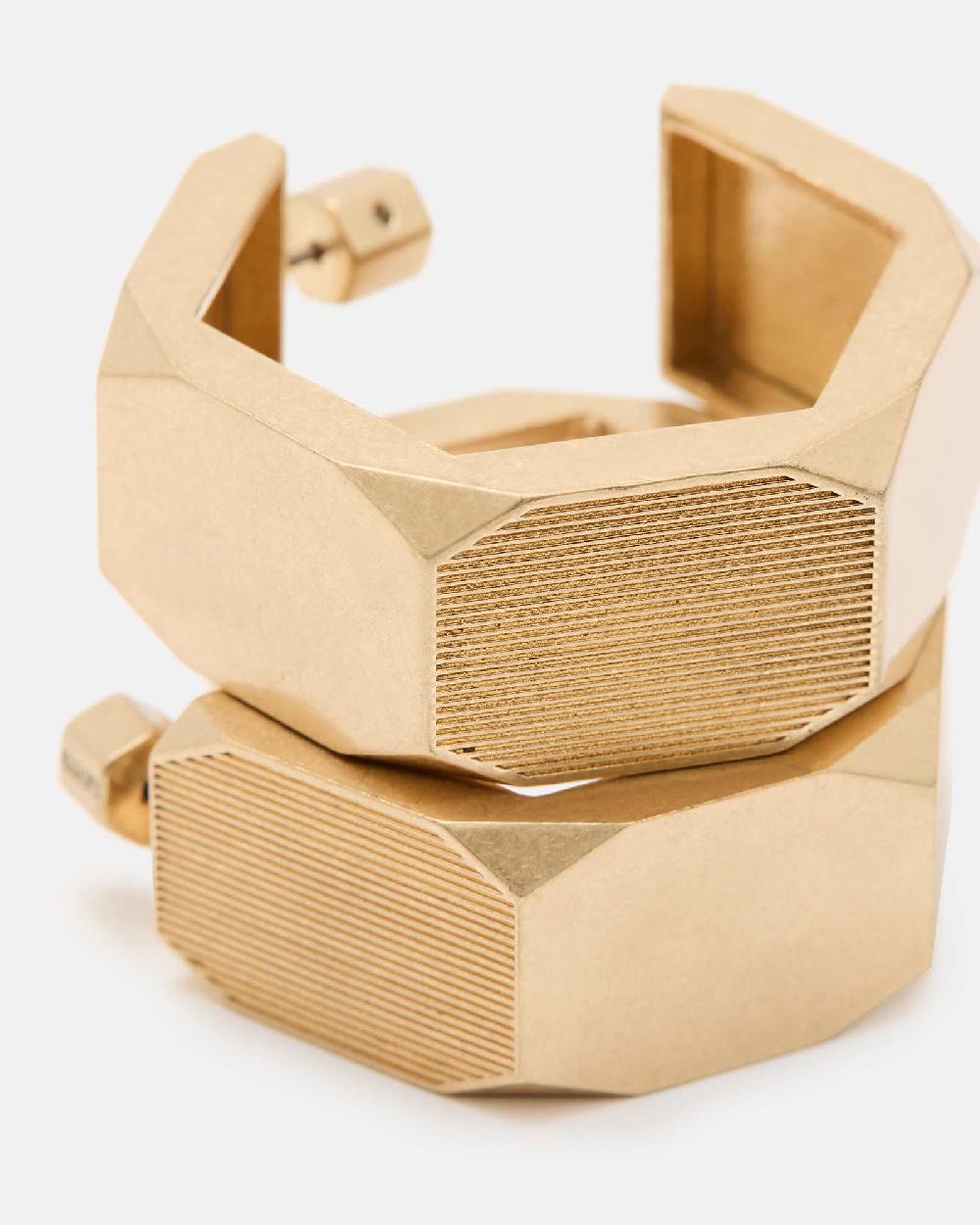 All Saints Alex Chunky Hexagon Hoop Earrings Warm Brass