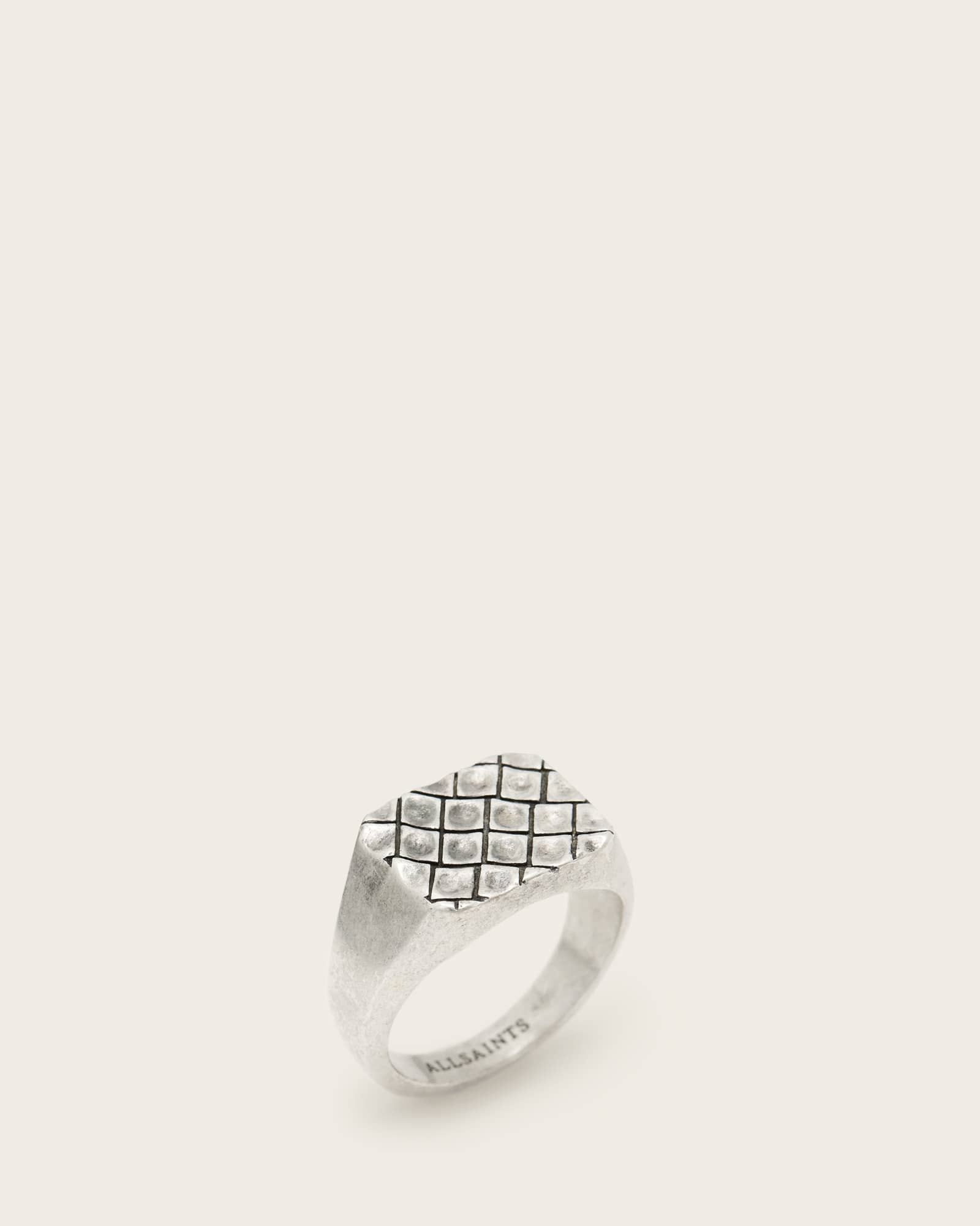 All Saints Abel Textured Signet Ring Warm Silver