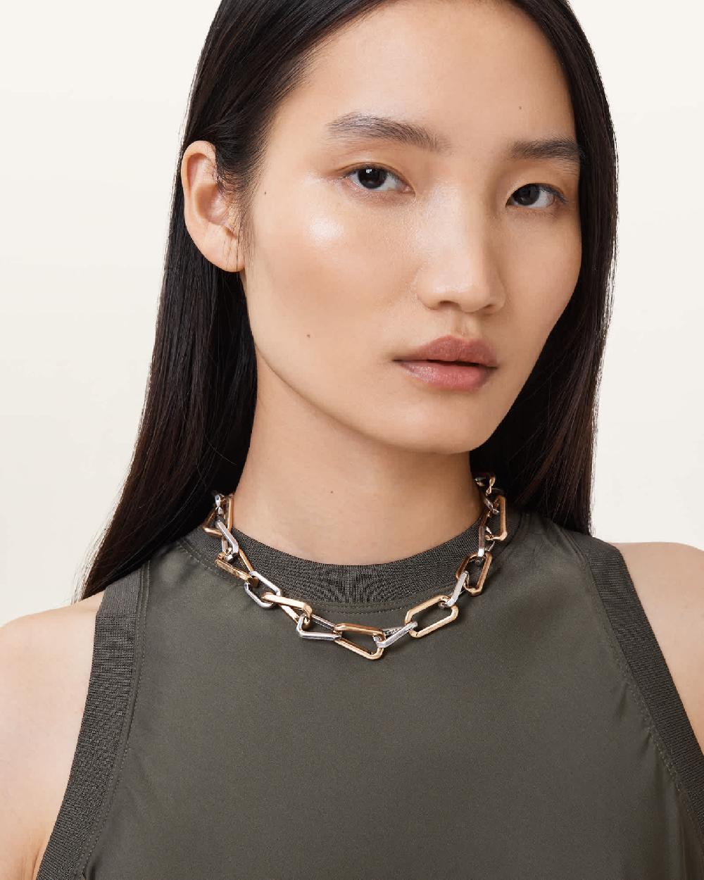 All Saints Ada Chunky Link Necklace Gold Mix