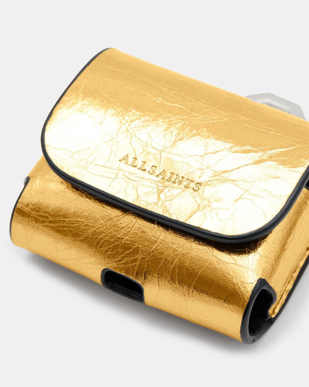 All Saints AirPod Leather Case Warm Gold