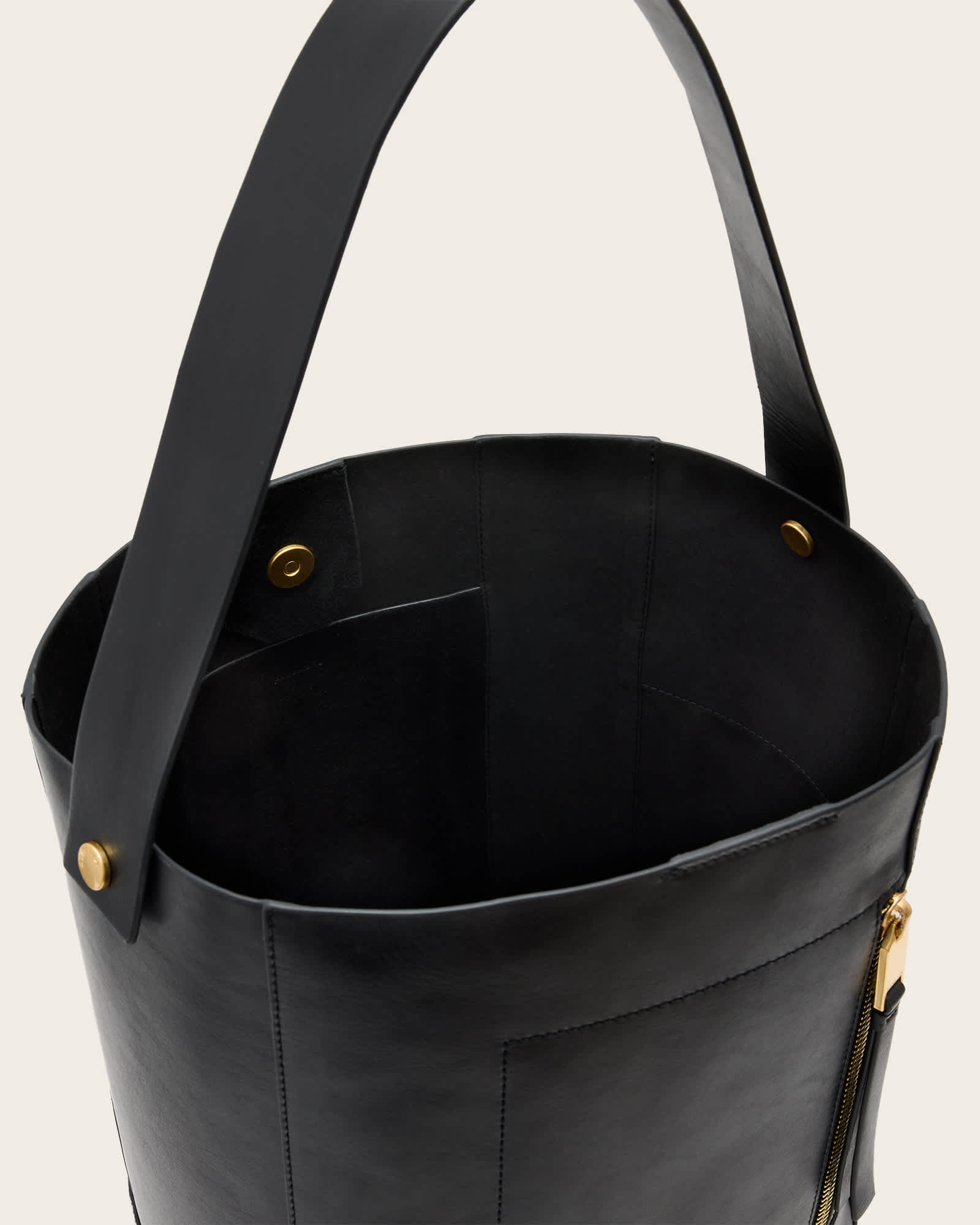 All Saints Alba Leather Hobo Shoulder Bag Black