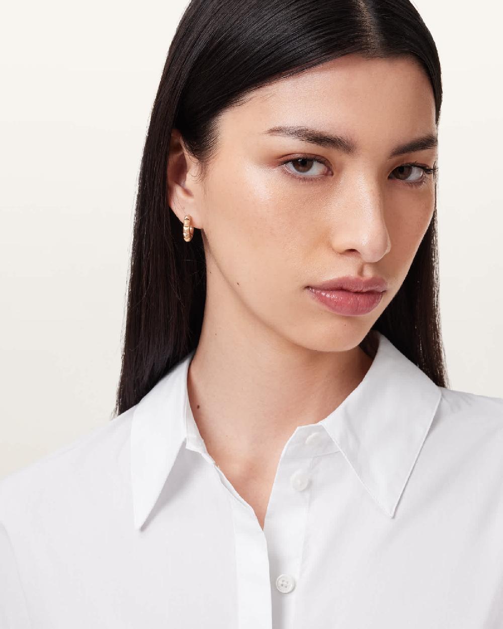 All Saints Alber Long Sleeve Shirt Dress White