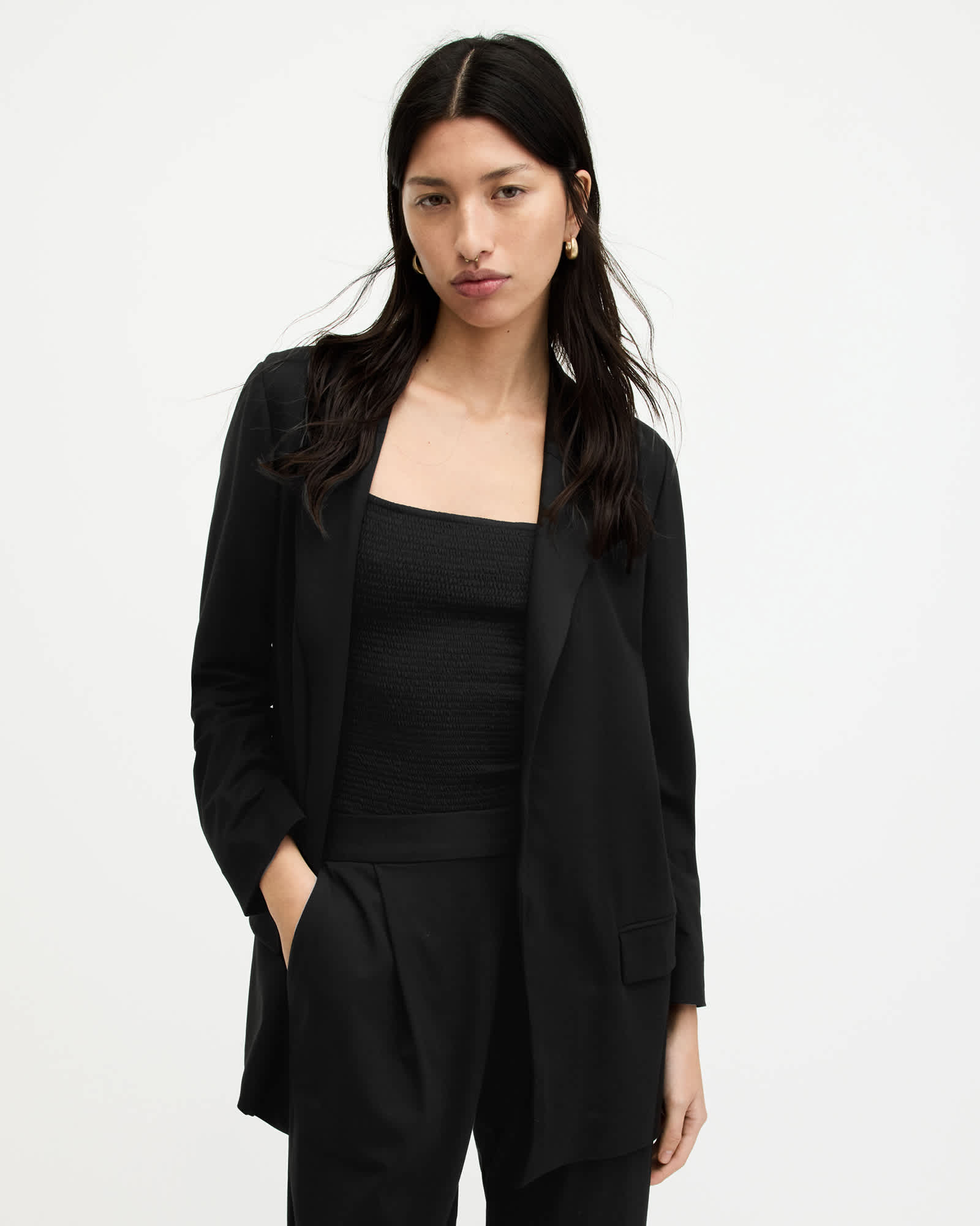 All Saints Aleida Jersey Blazer Black