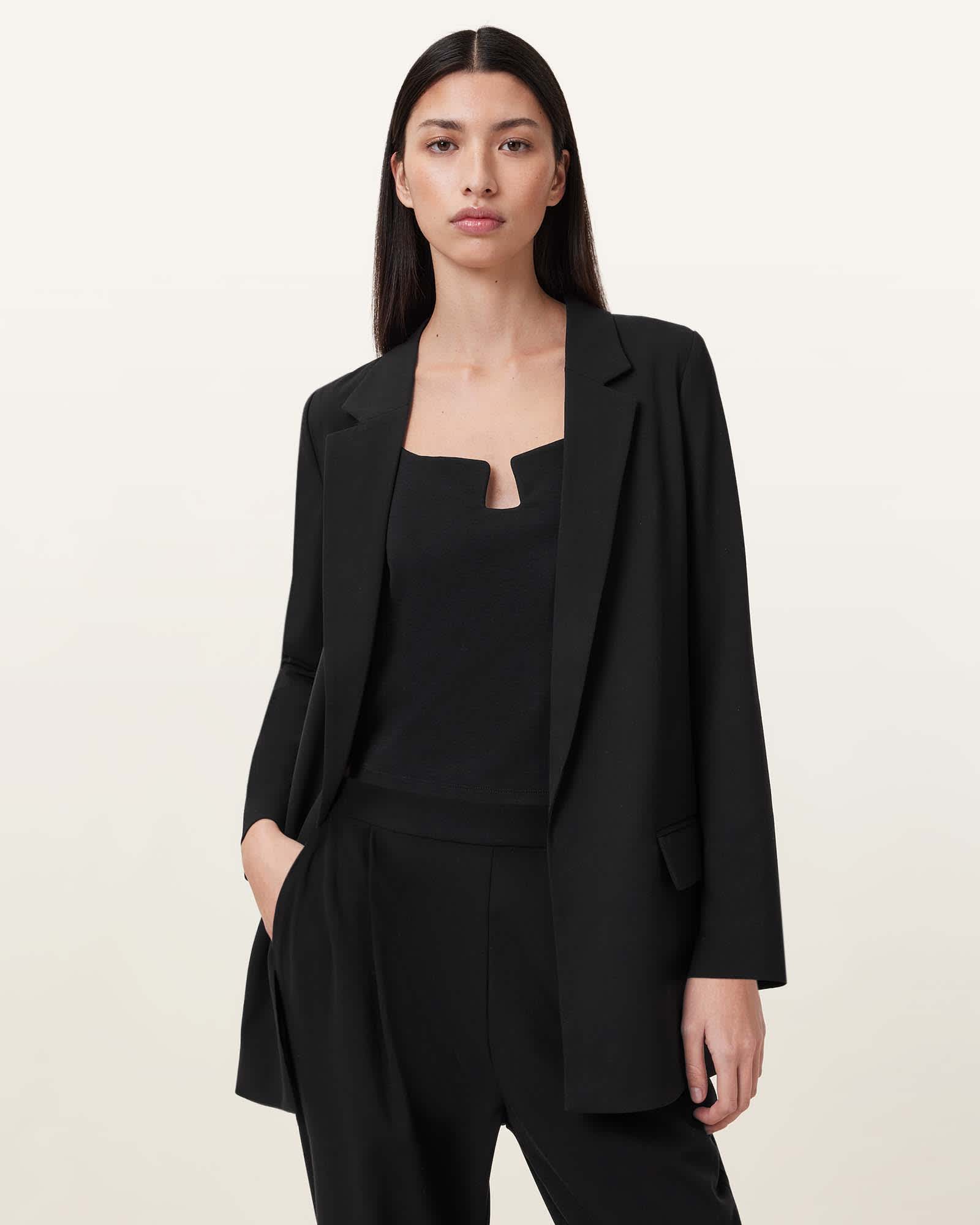 All Saints Aleida Lightweight Tri Blazer Black
