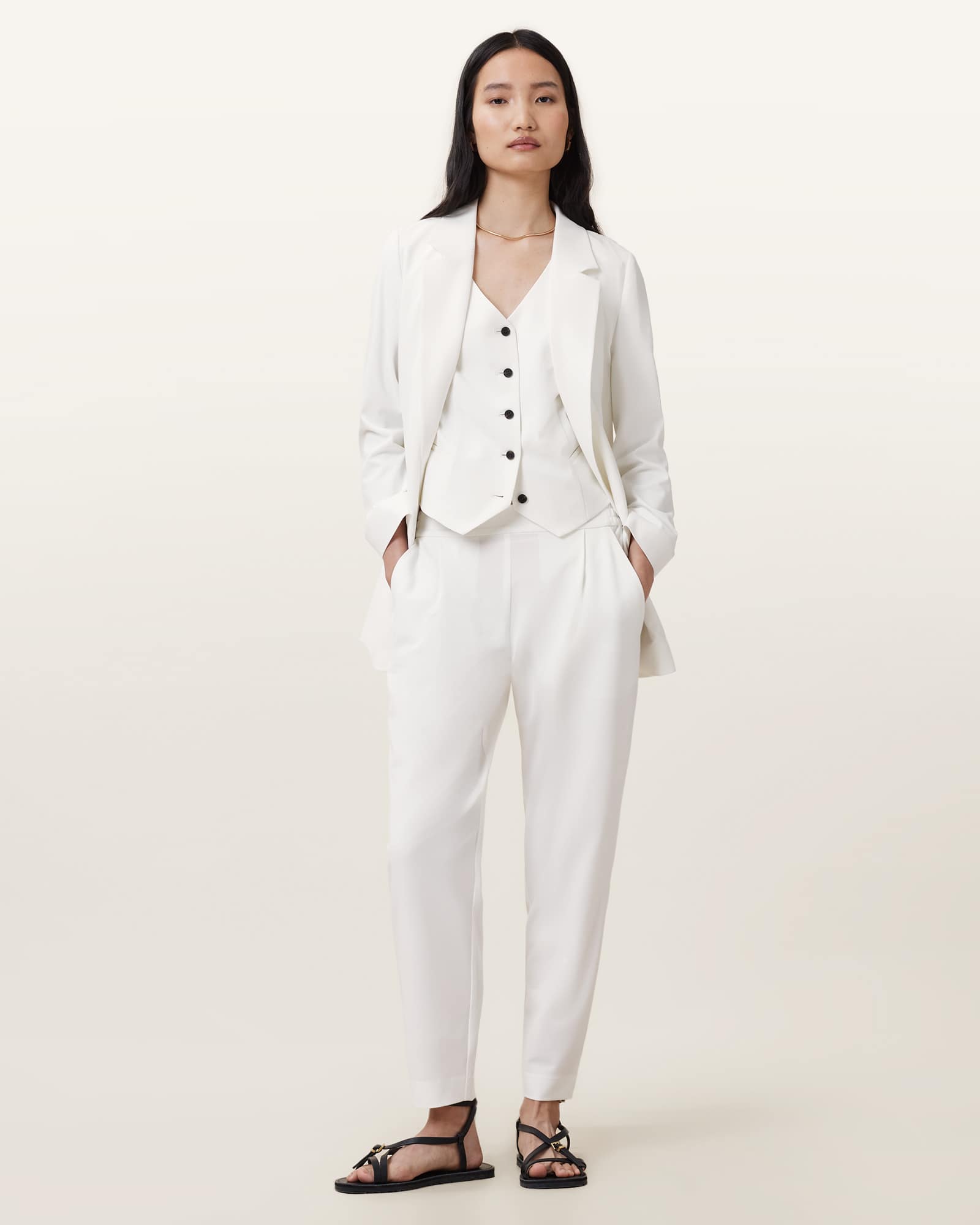 All Saints Aleida Lightweight Tri Blazer White