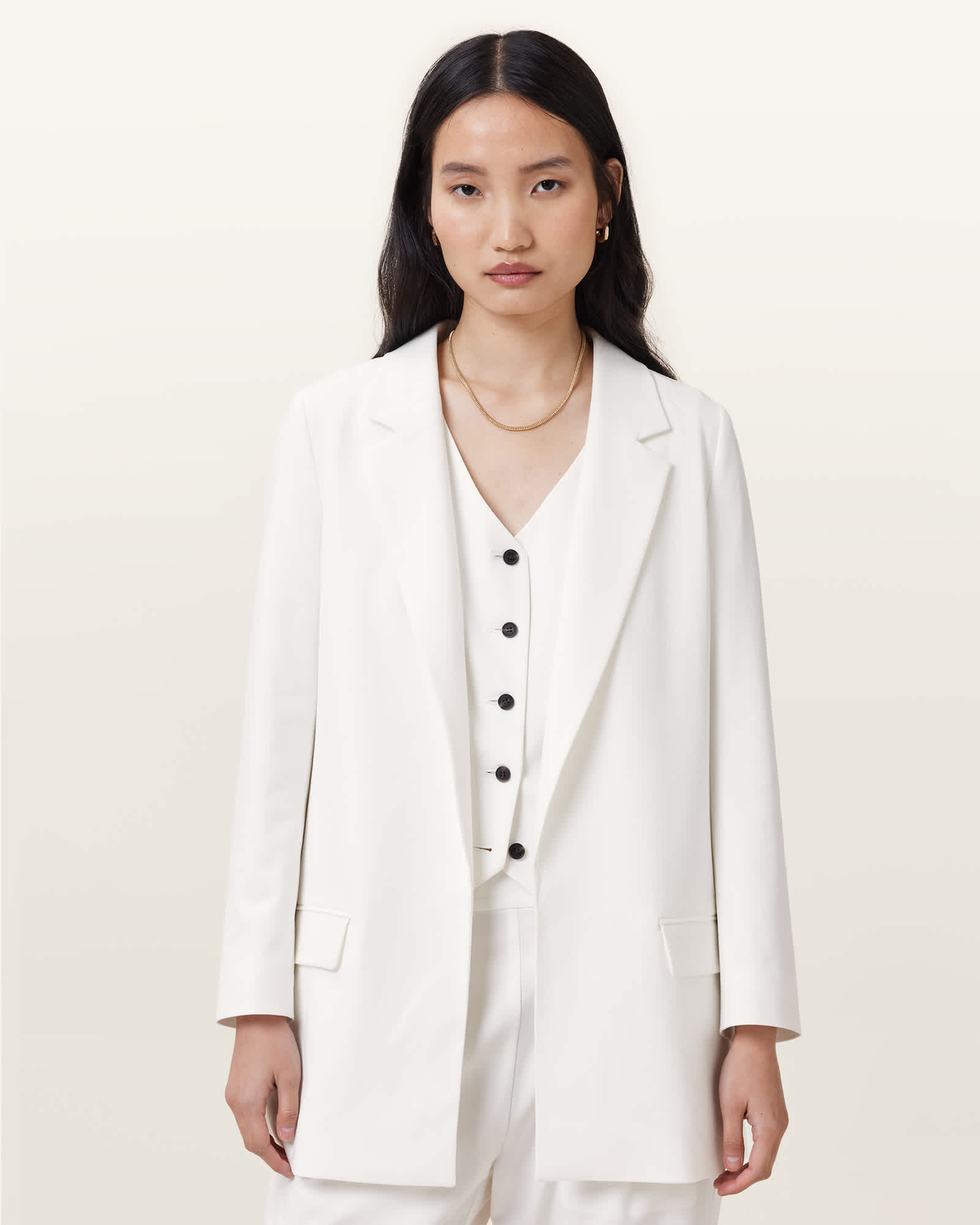All Saints Aleida Lightweight Tri Blazer White