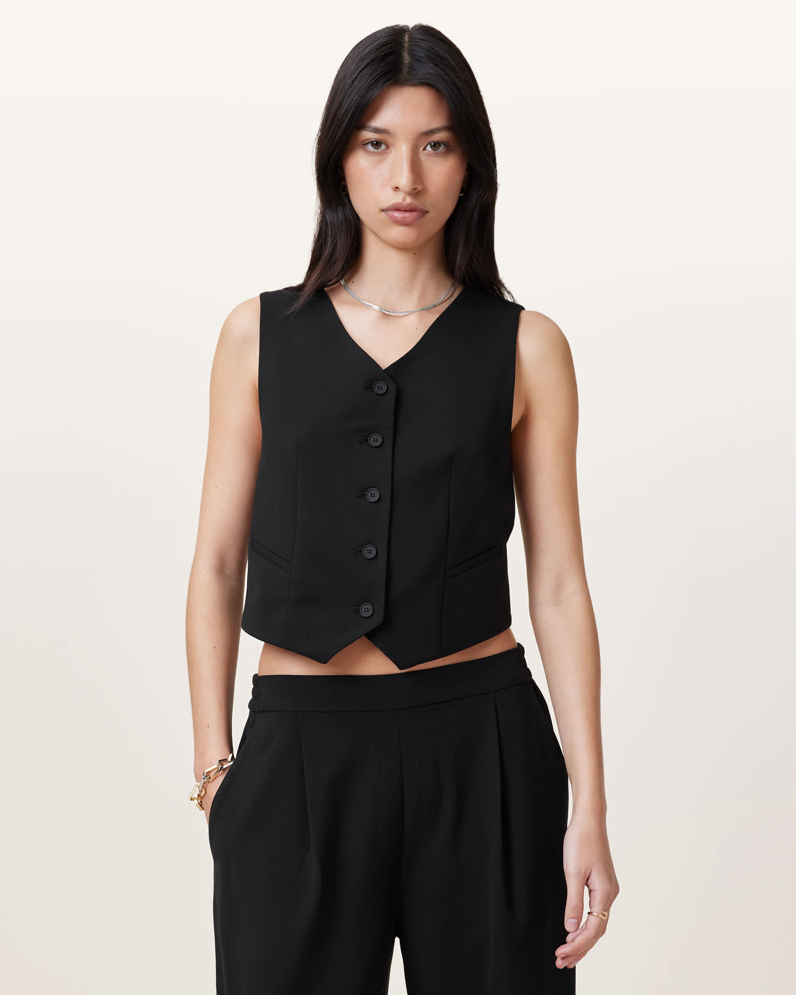 All Saints Aleida Lightweight Tri Vest Black