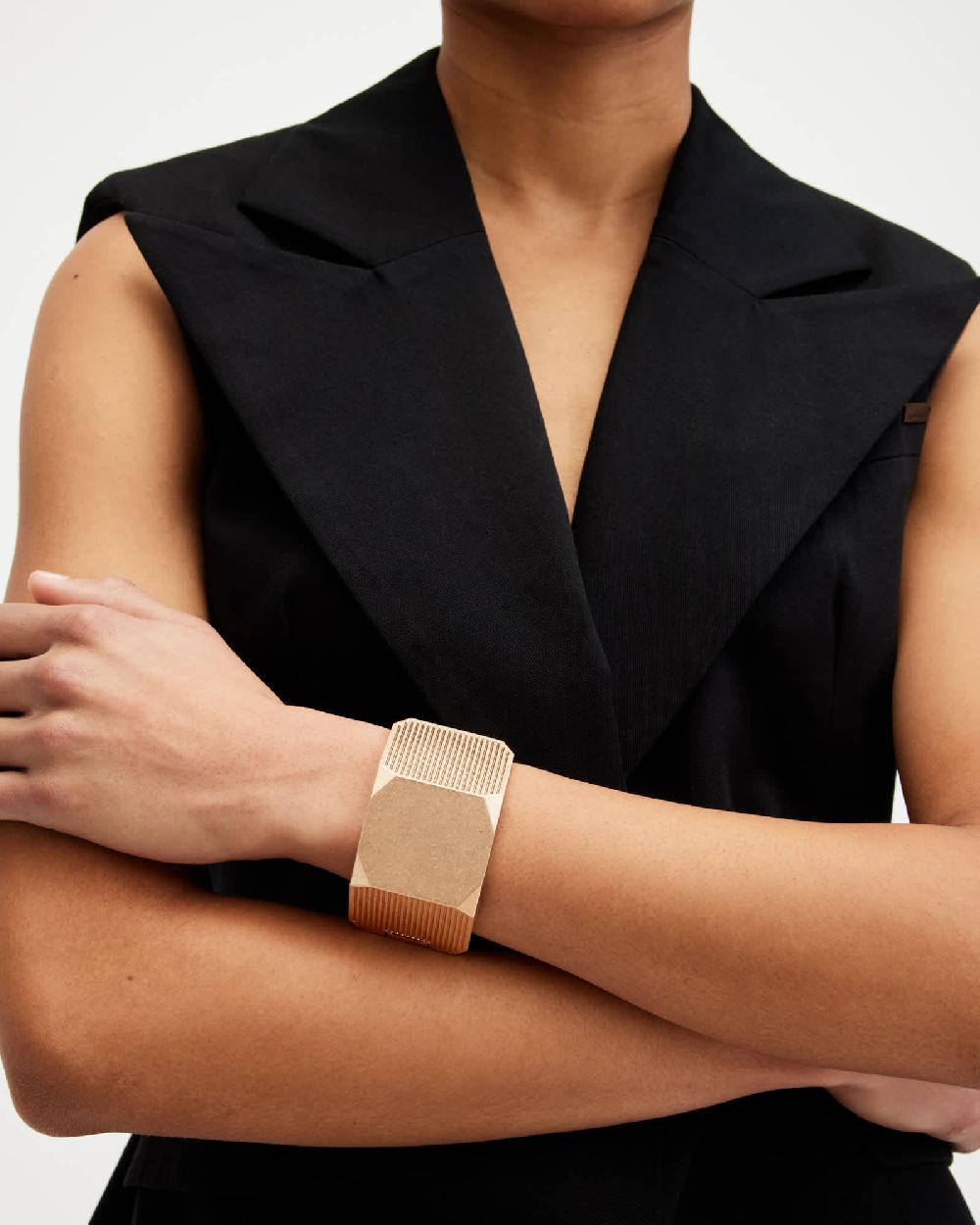 All Saints Alex Hexagon Hinge Bangle Warm Brass