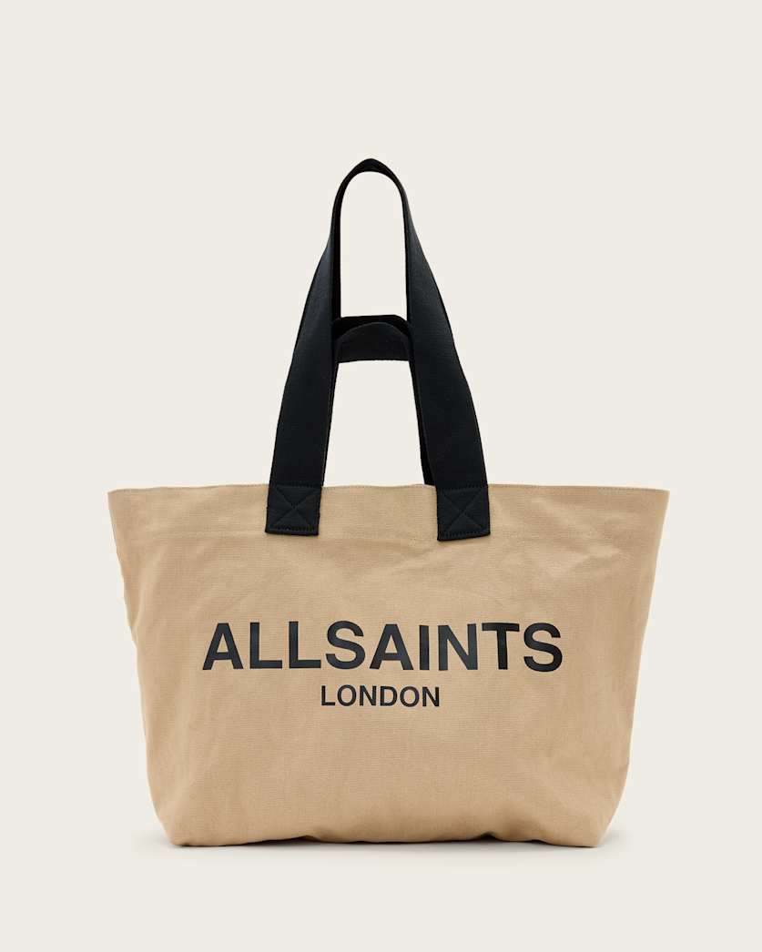 all saints Ali Logo Canvas Tote Bag Mink Brown