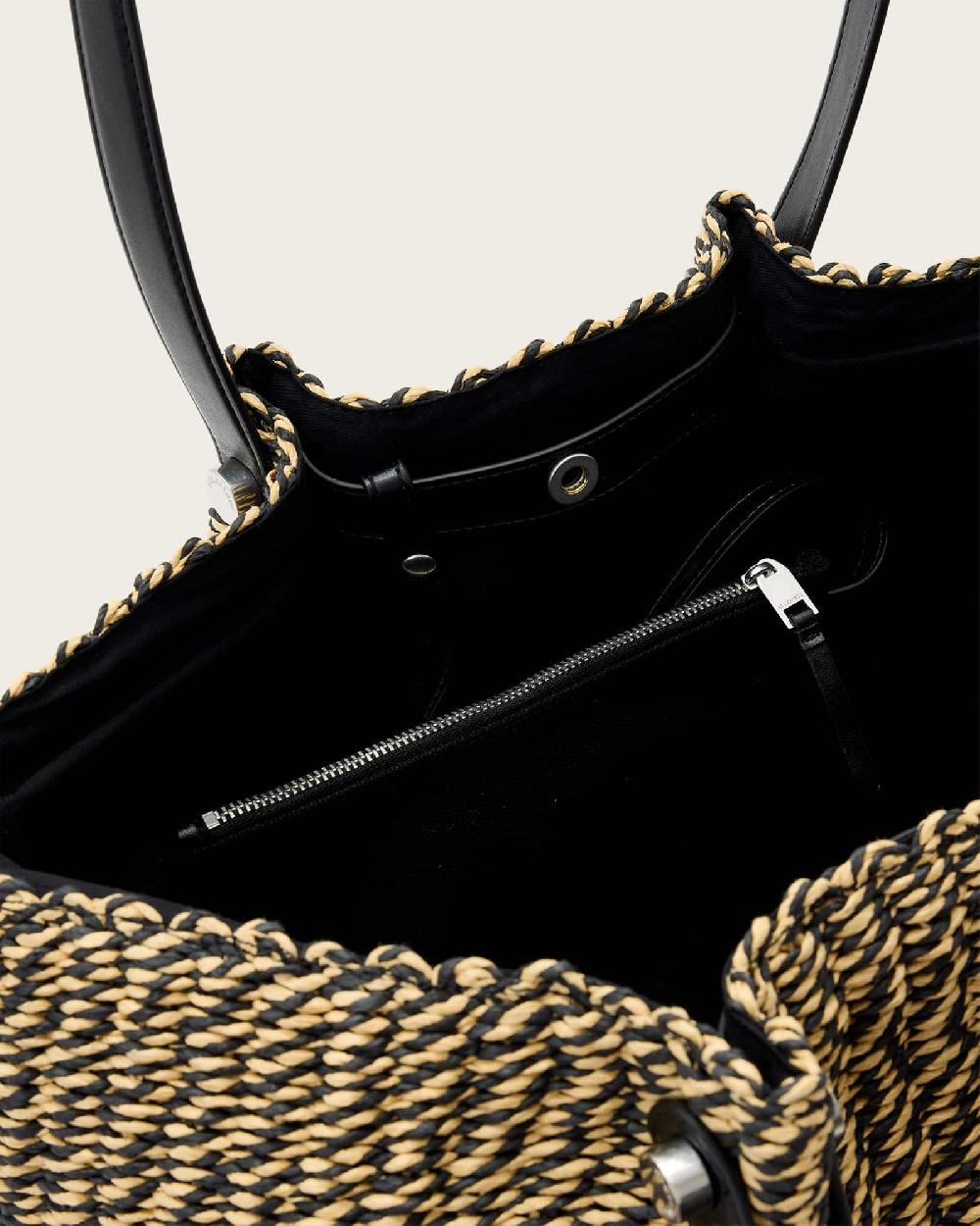 All Saints Allington Straw Tote Bag Black/Natural