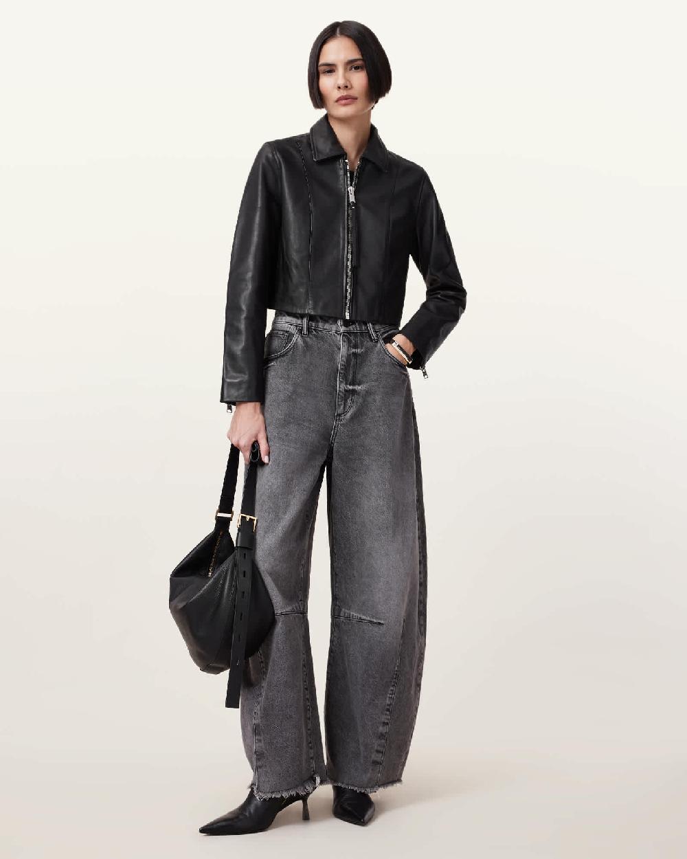 All Saints Alma Leather Jacket Black