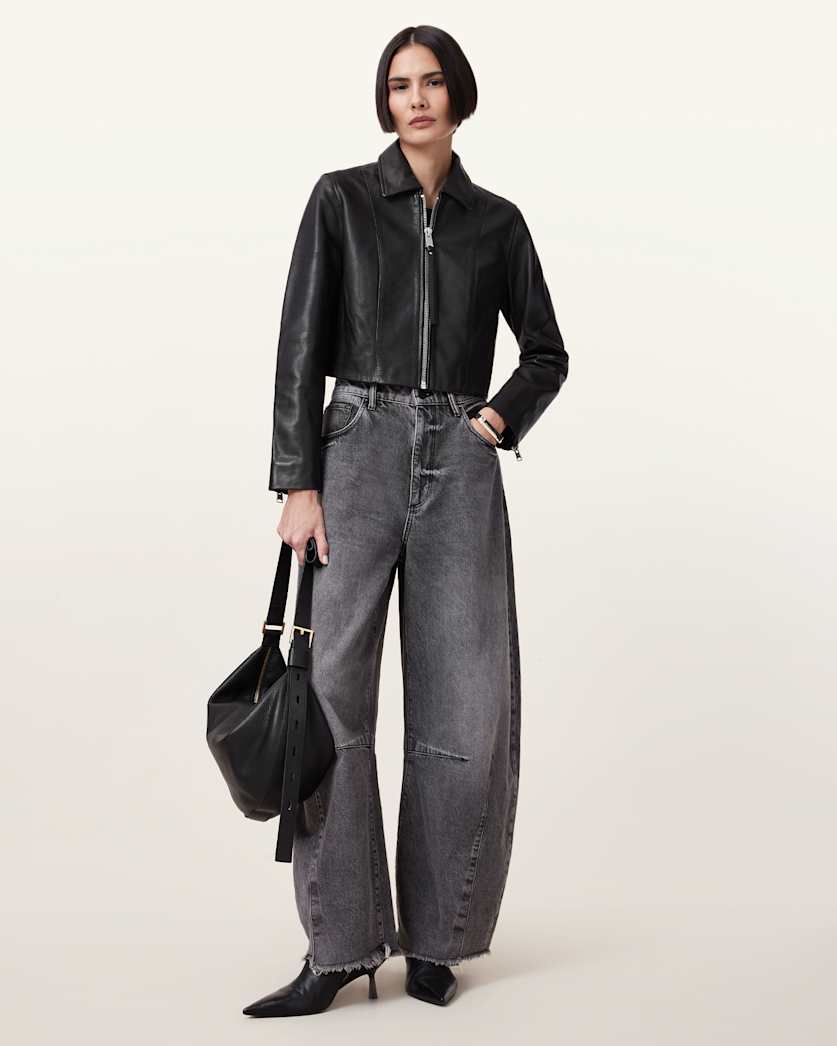 all saints Alma Leather Jacket Black