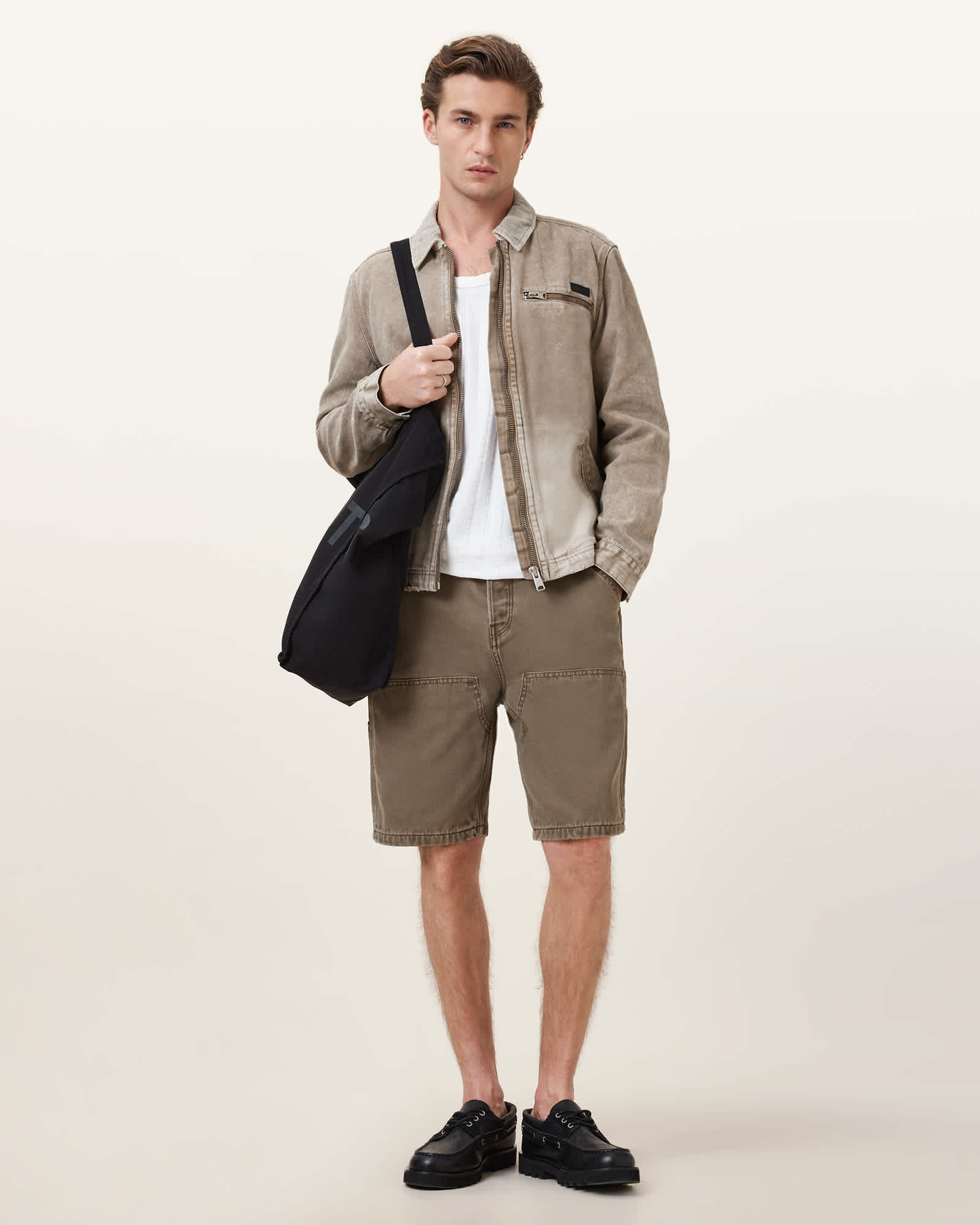 All Saints Alva Denim Carpenter Shorts Baked Brown