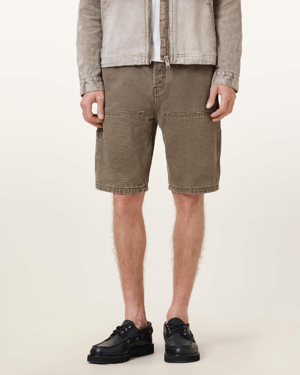 All Saints Alva Denim Carpenter Shorts Baked Brown