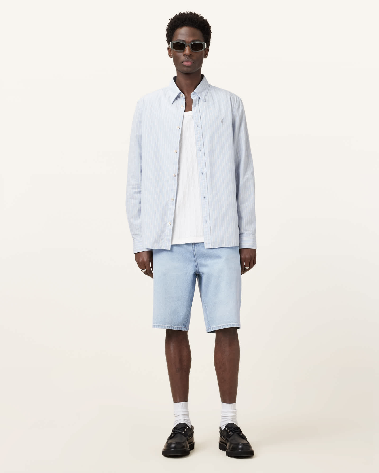 All Saints Alva Denim Shorts Pale Indigo Blue