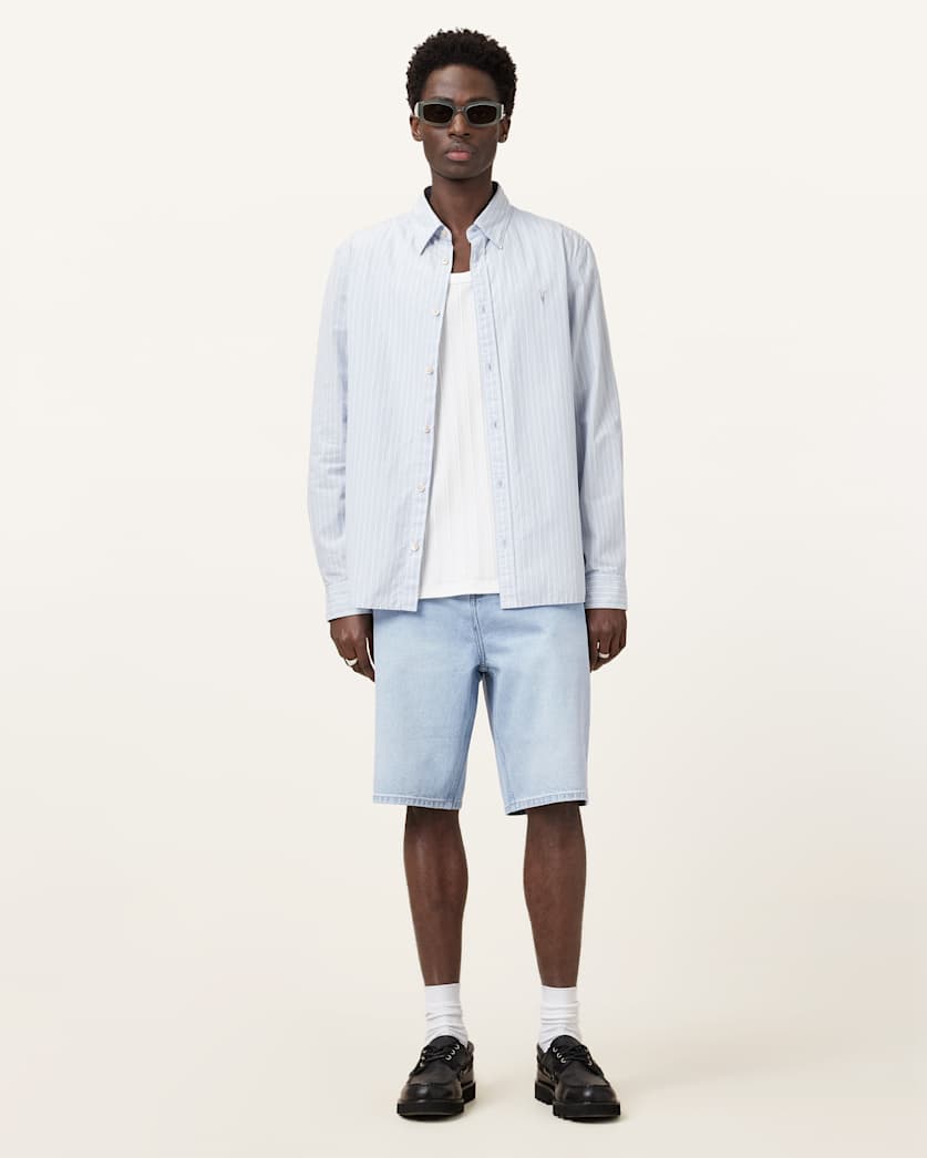 all saints Alva Denim Shorts Pale Indigo Blue