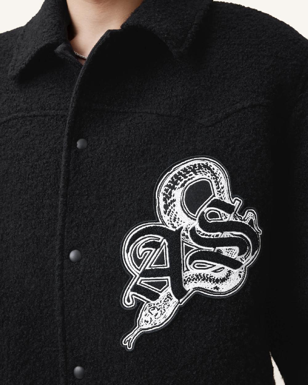 All Saints Ambaum Patch Bomber Jacket Black