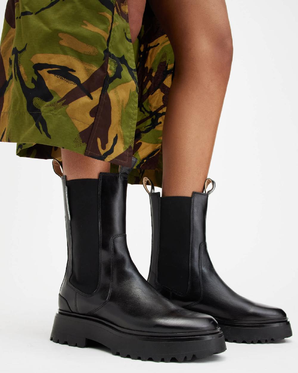 All Saints Amber Leather Boots Black