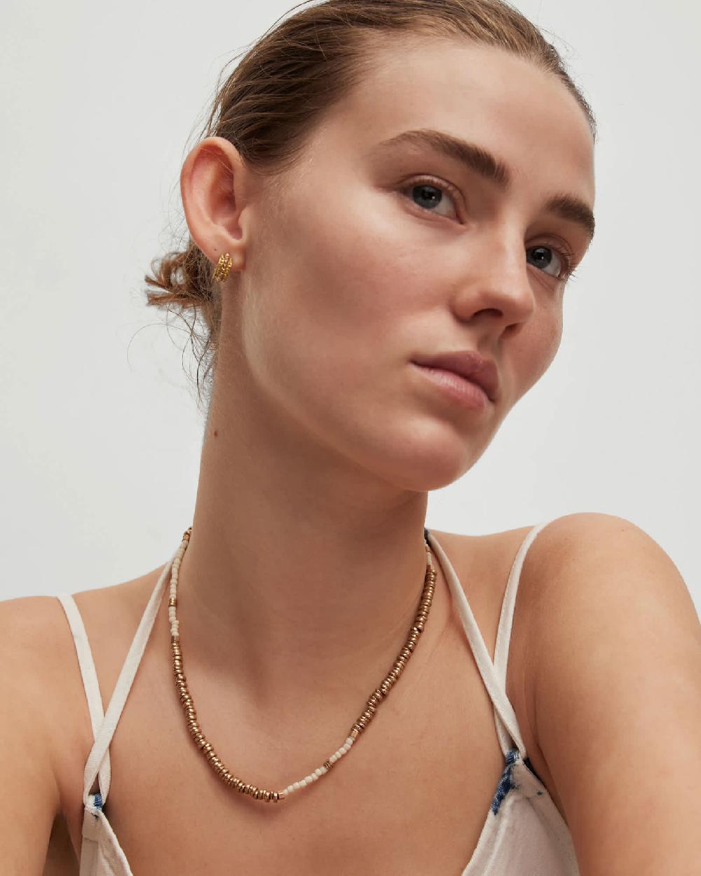 All Saints Amelie Bead Necklace WARM BRASS/CREAM