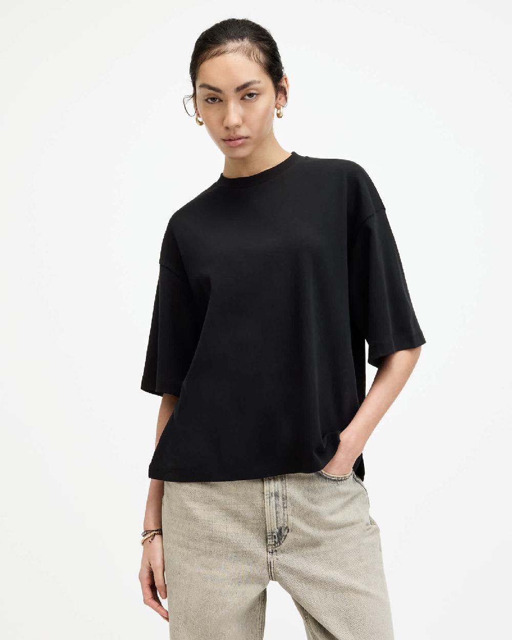 All Saints Amelie Oversized Boxy T-Shirt Black