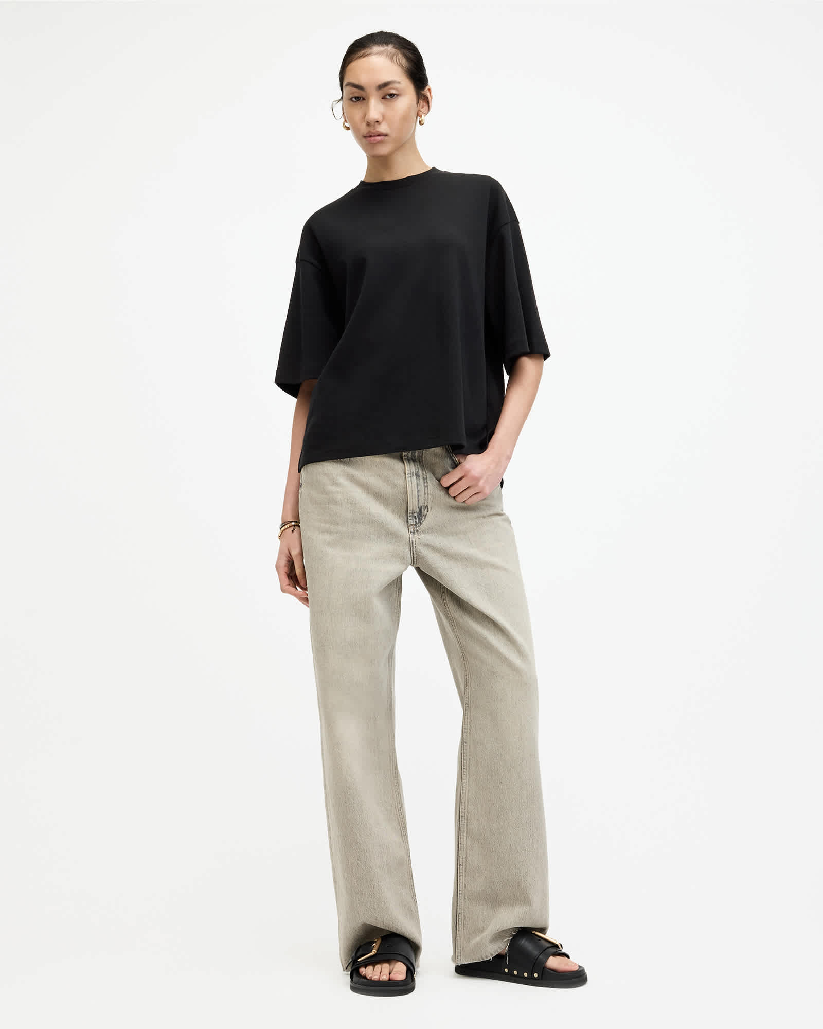 All Saints Amelie Oversized Boxy T-Shirt Black