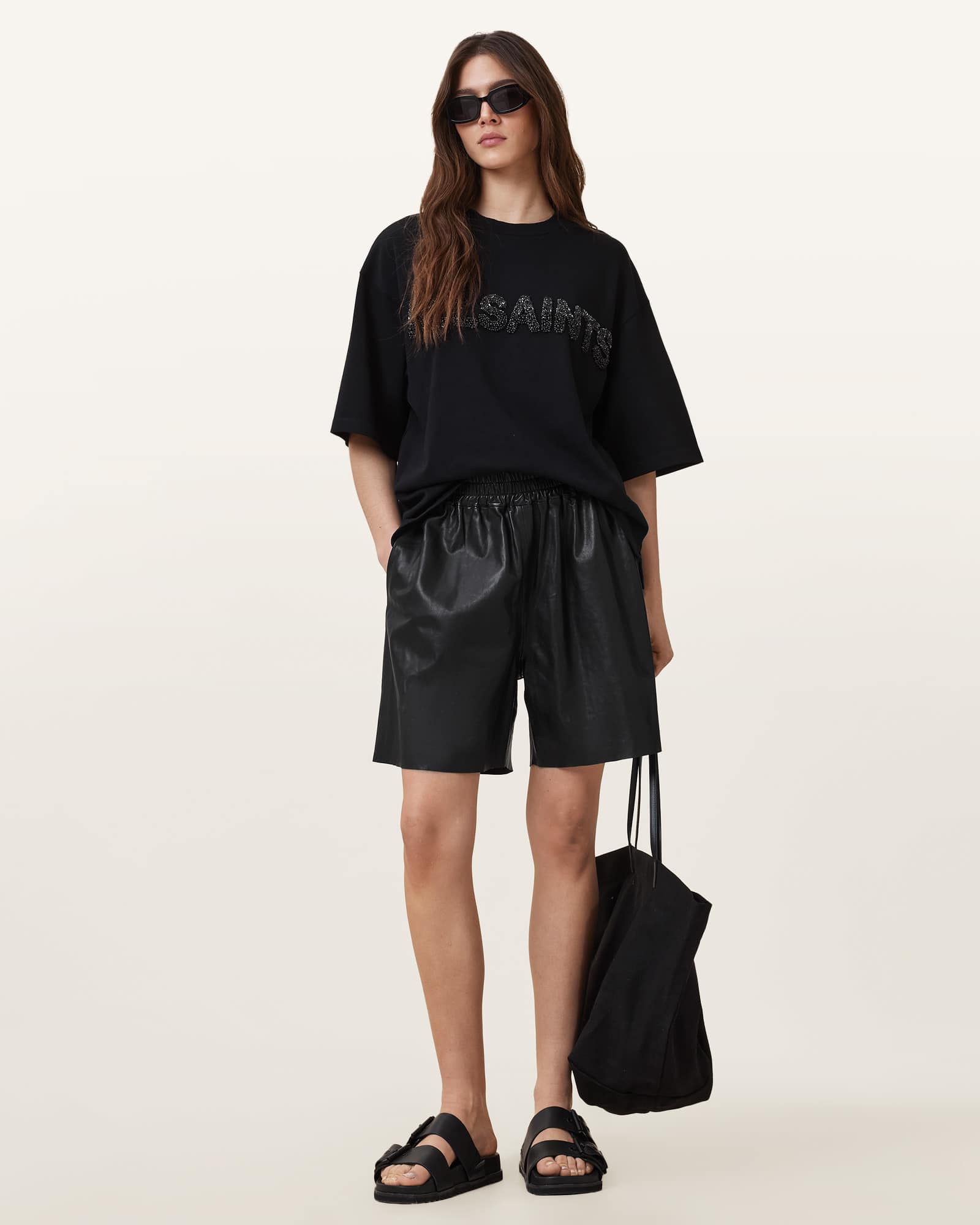 All Saints Amelie Pearl Oversized T-shirt Black