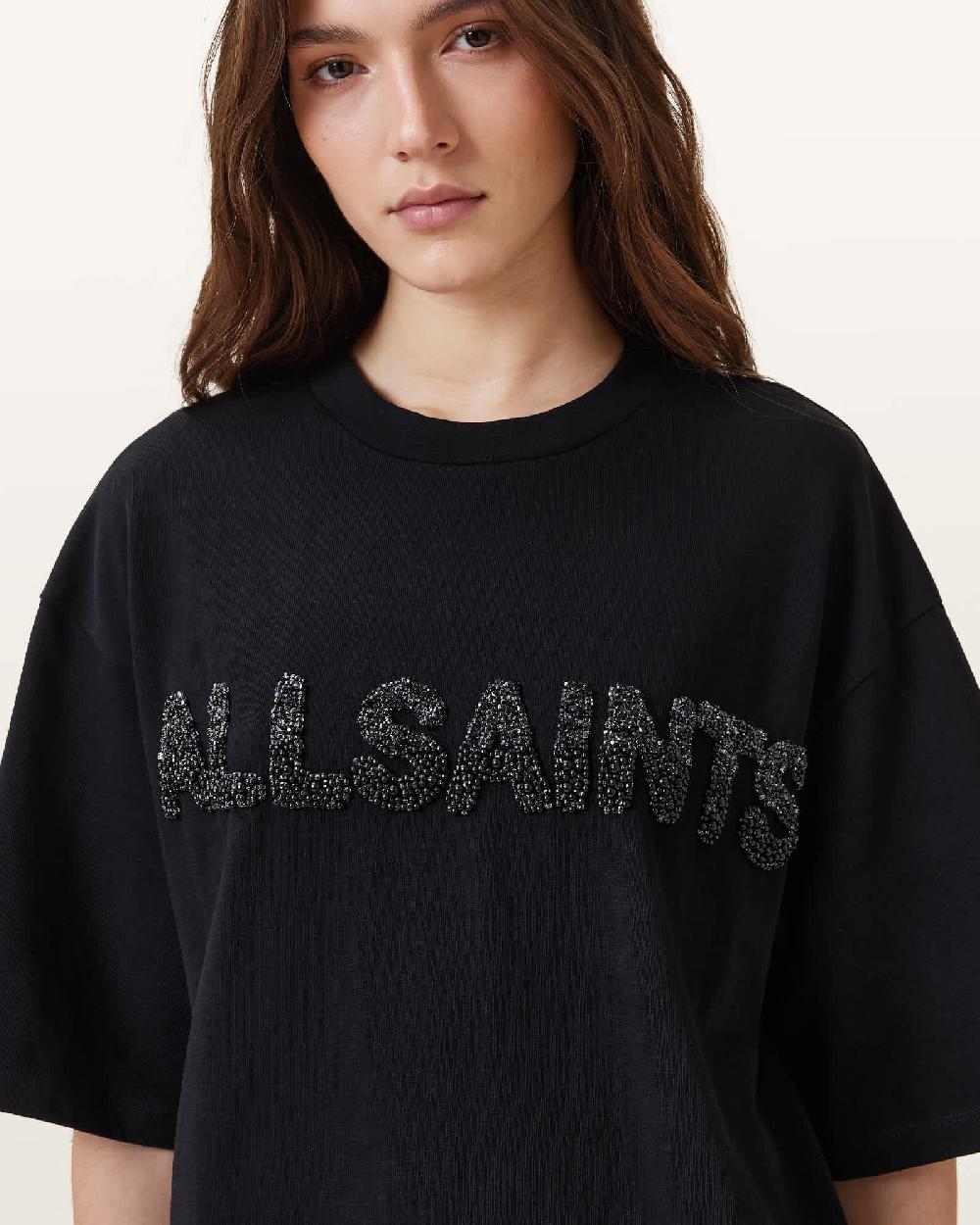 All Saints Amelie Pearl Oversized T-shirt Black