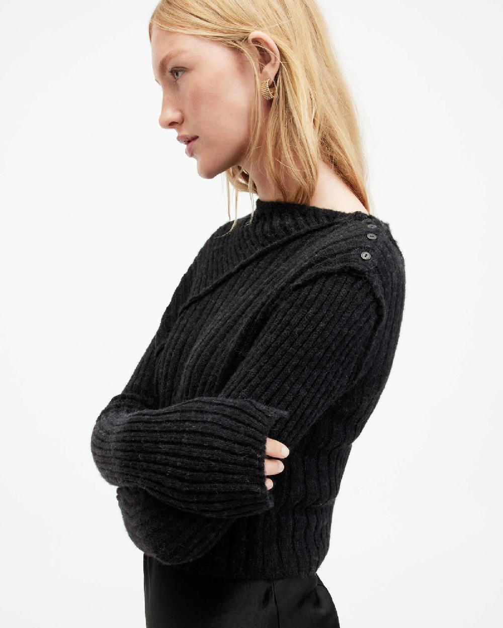 All Saints Amos 2-In-1 Satin Maxi Dress Black