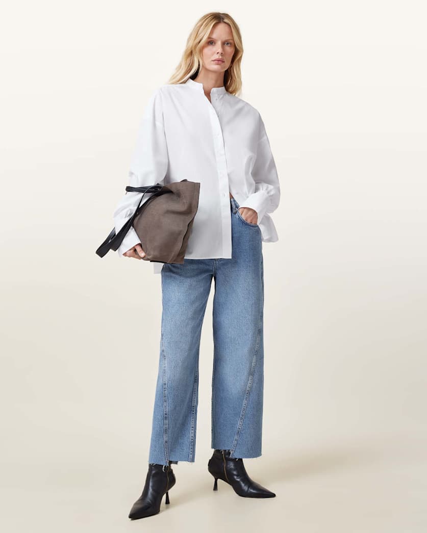 all saints Ana Relaxed Fit Shirt Optic White