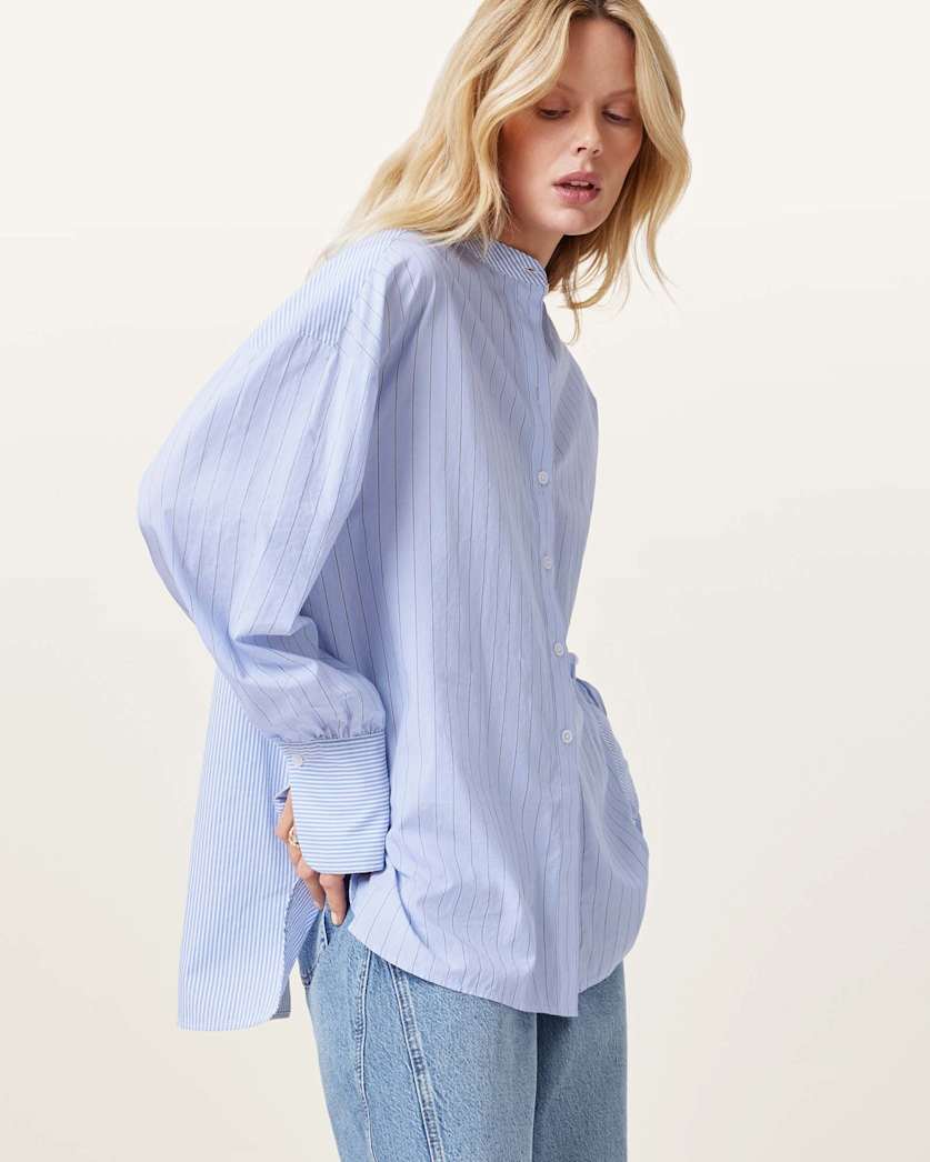 all saints Ana Striped Shirt Pastel Blue
