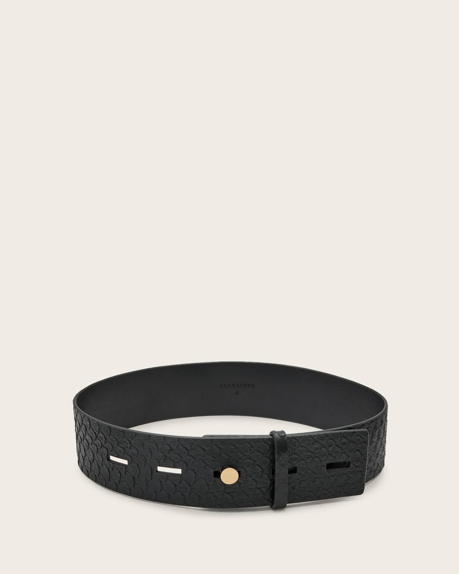 All Saints Ananta Leather Belt BLACK/WARM BRASS
