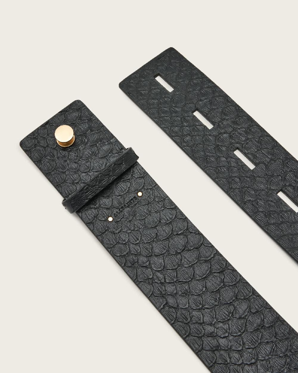 All Saints Ananta Leather Belt BLACK/WARM BRASS