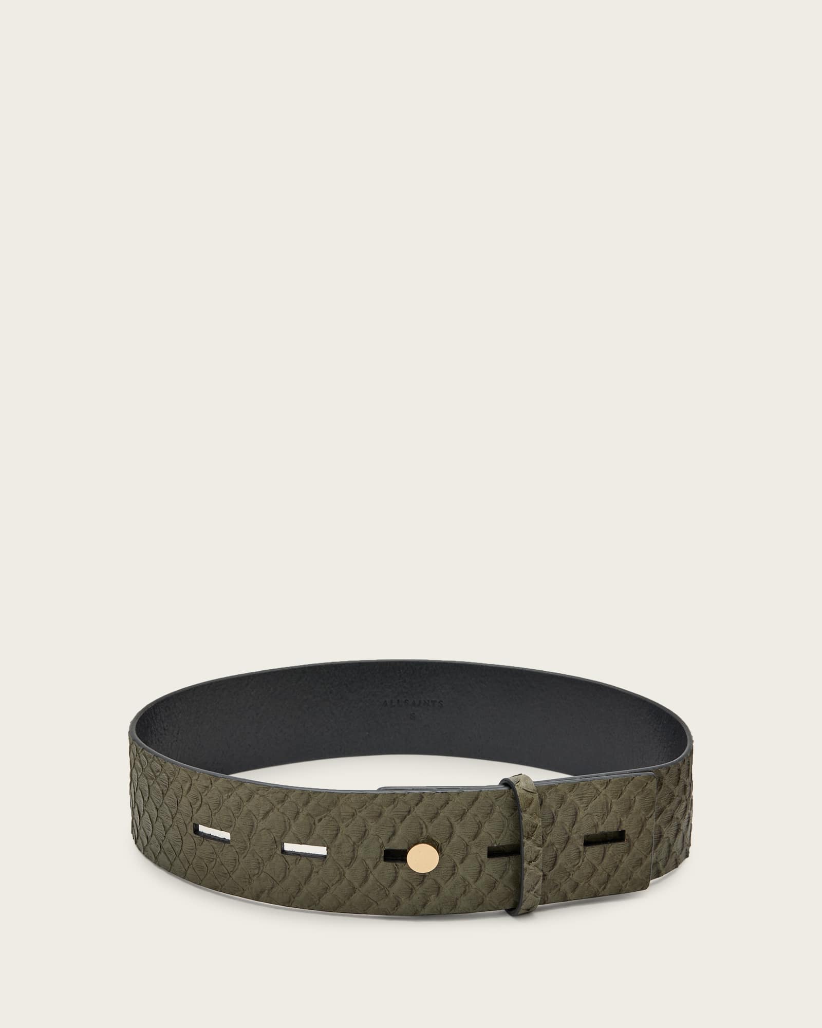All Saints Ananta Leather Belt Olive Green
