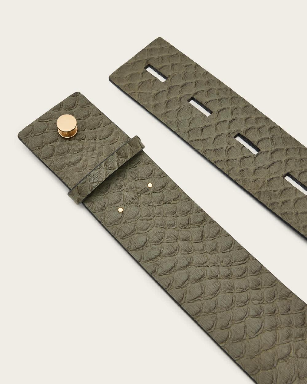 All Saints Ananta Leather Belt Olive Green