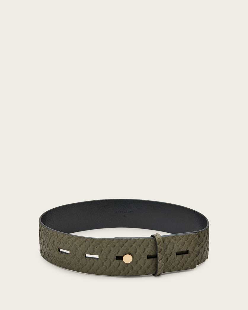all saints Ananta Leather Belt Olive Green