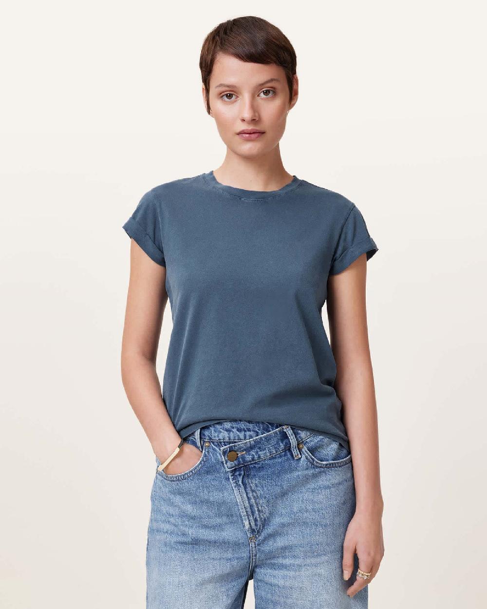 All Saints Anna Crew Neck T-Shirt Oyster Blue
