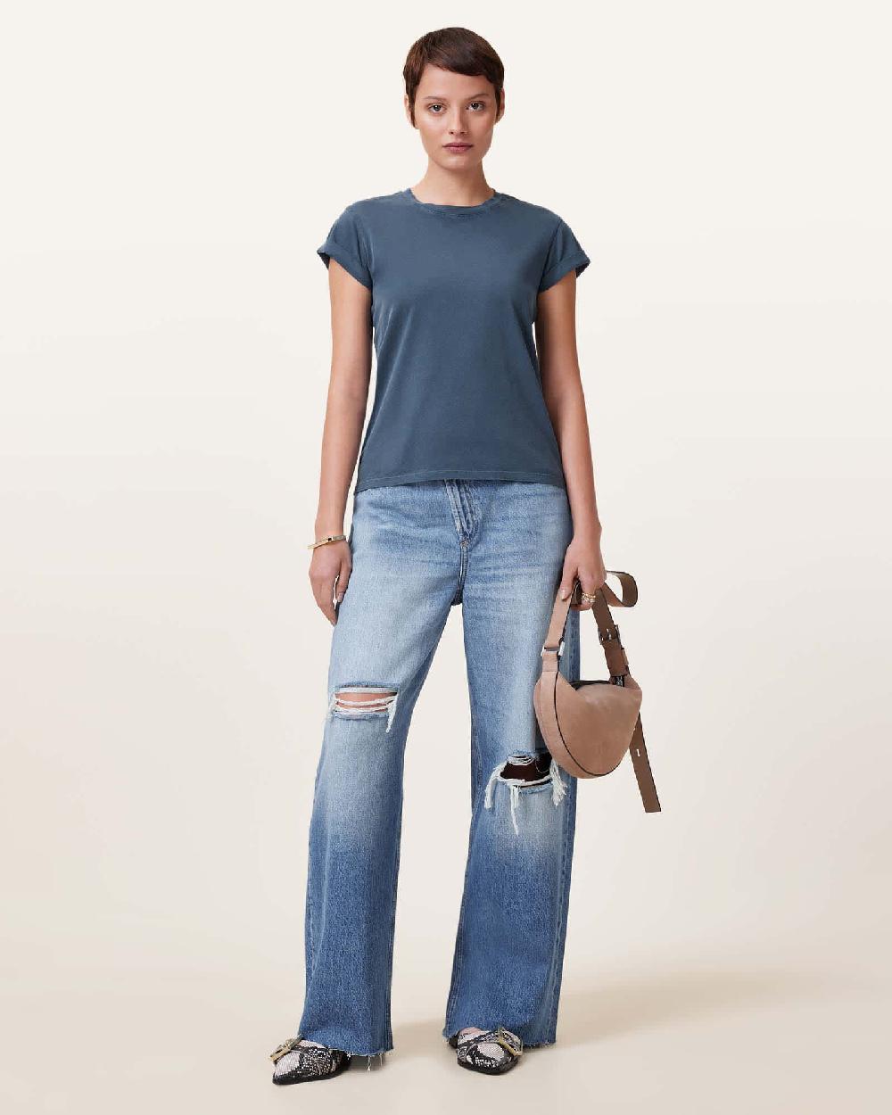 All Saints Anna Crew Neck T-Shirt Oyster Blue