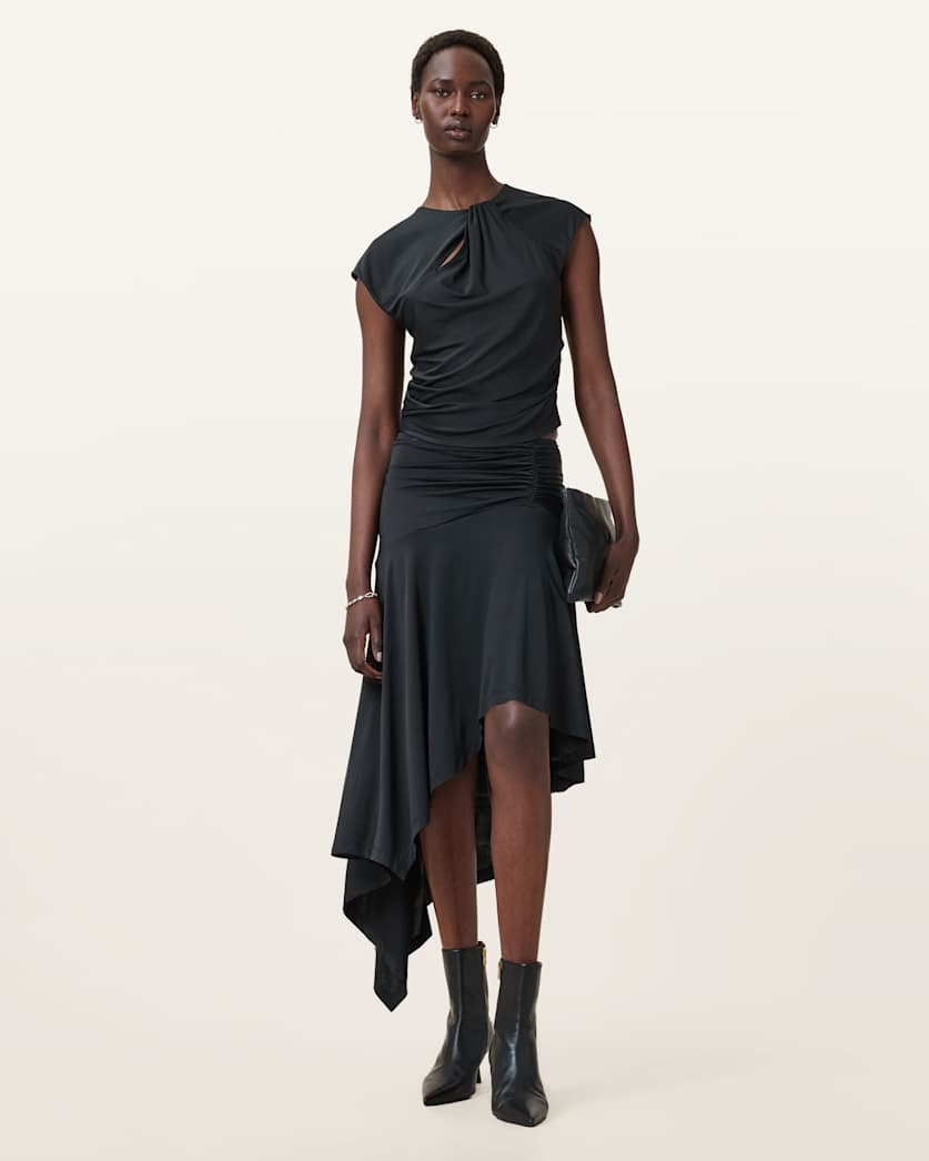 all saints Annalie Slim Fit Jersey Top Black