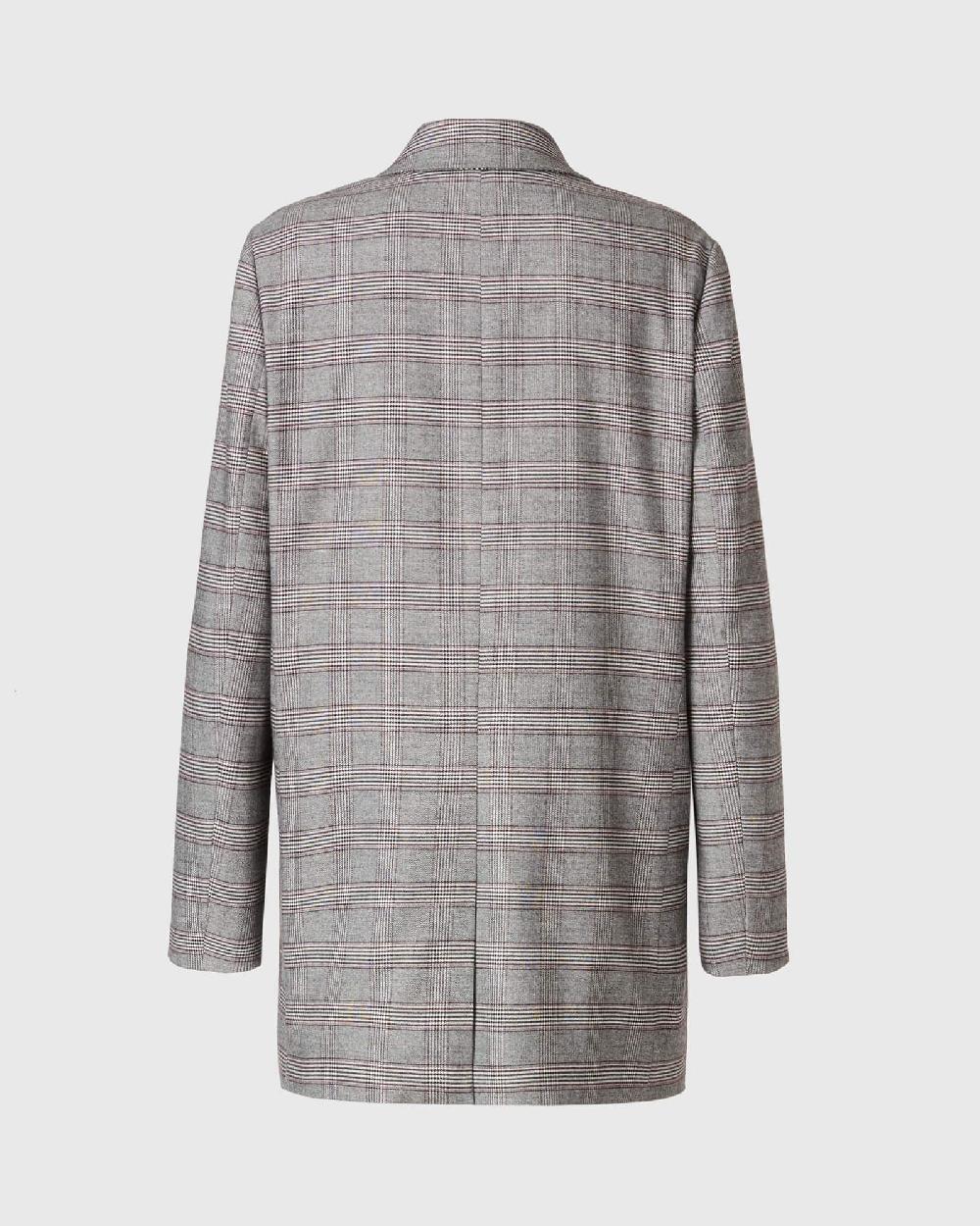 All Saints Anneka Check Blazer GREY/PLUM RED