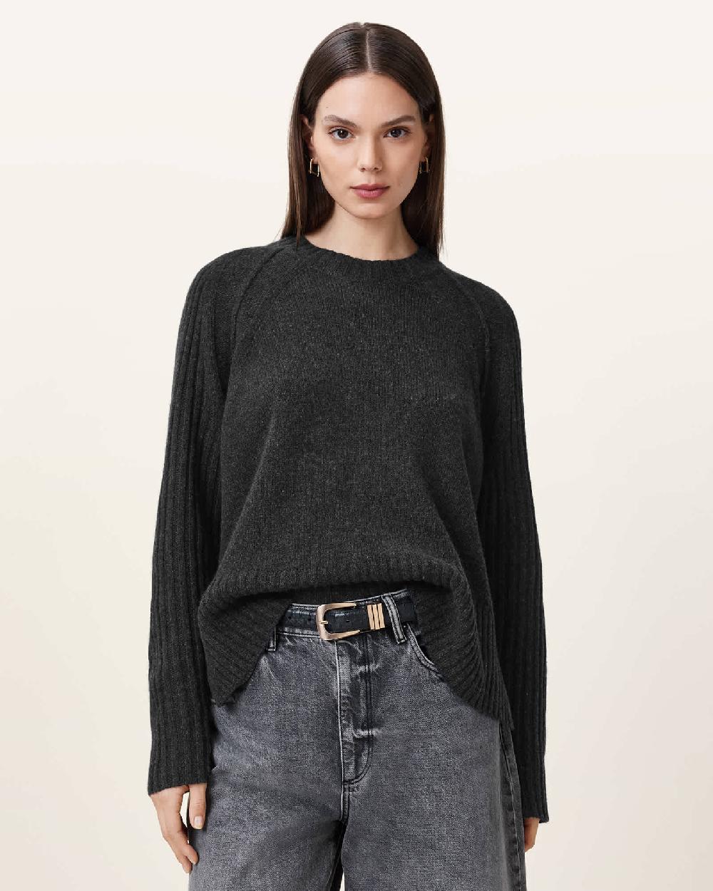 All Saints Anthe Wool Sweater Charcoal Grey