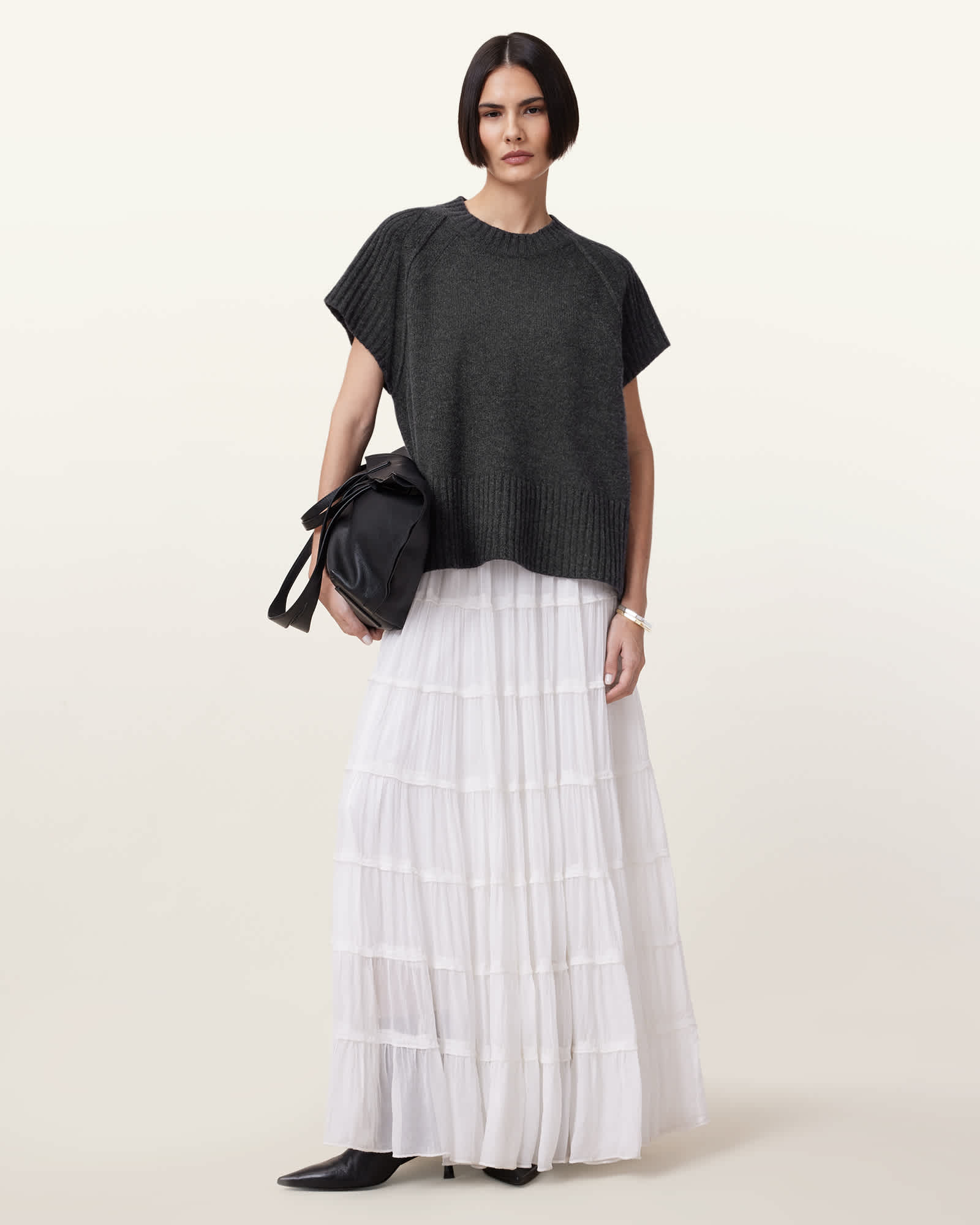 All Saints Anthe Wool Tank Top Charcoal Grey