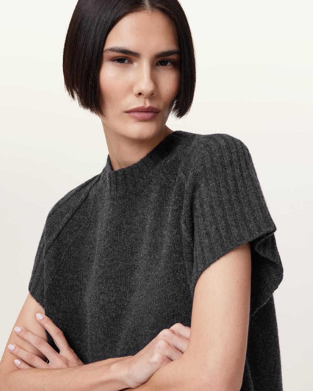 All Saints Anthe Wool Tank Top Charcoal Grey