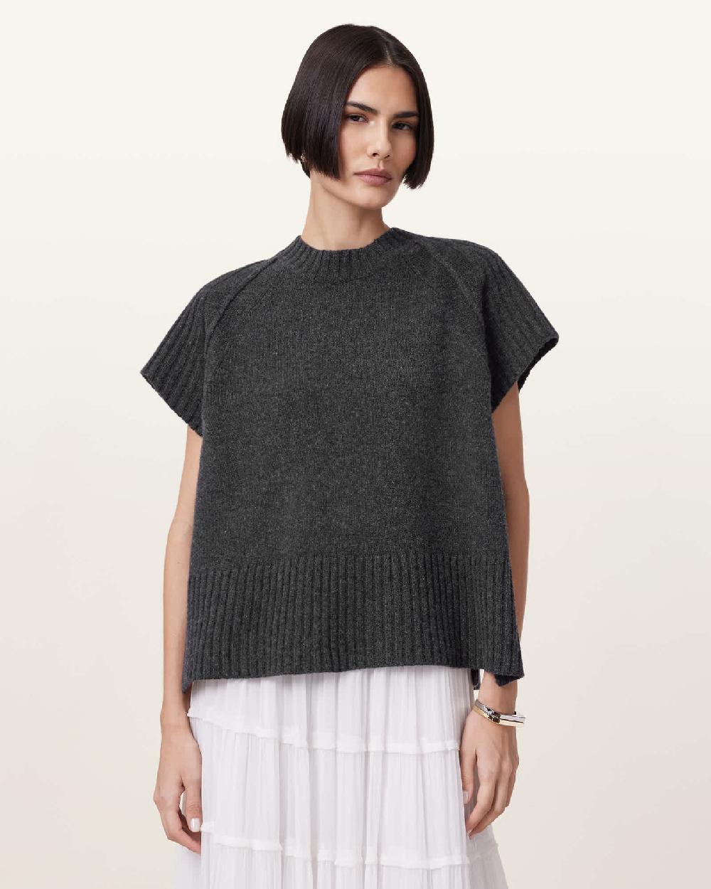 All Saints Anthe Wool Tank Top Charcoal Grey