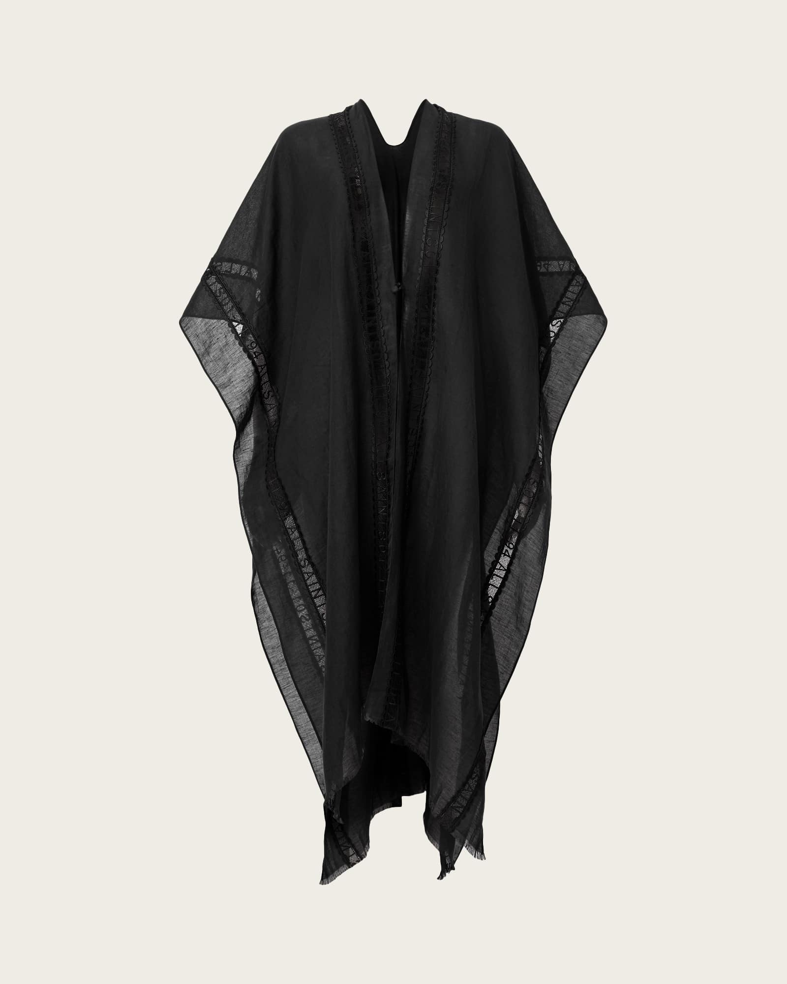 All Saints Anthea Lace Trimmed Ruana Black