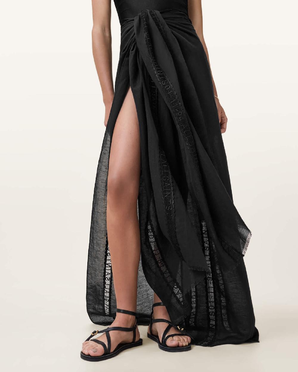 All Saints Anthea Lace Trimmed Ruana Black