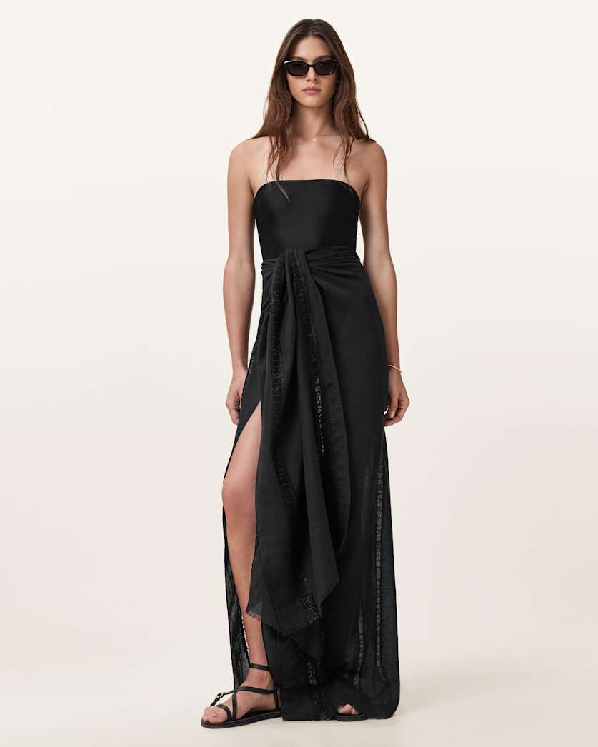 all saints Anthea Lace Trimmed Ruana Black