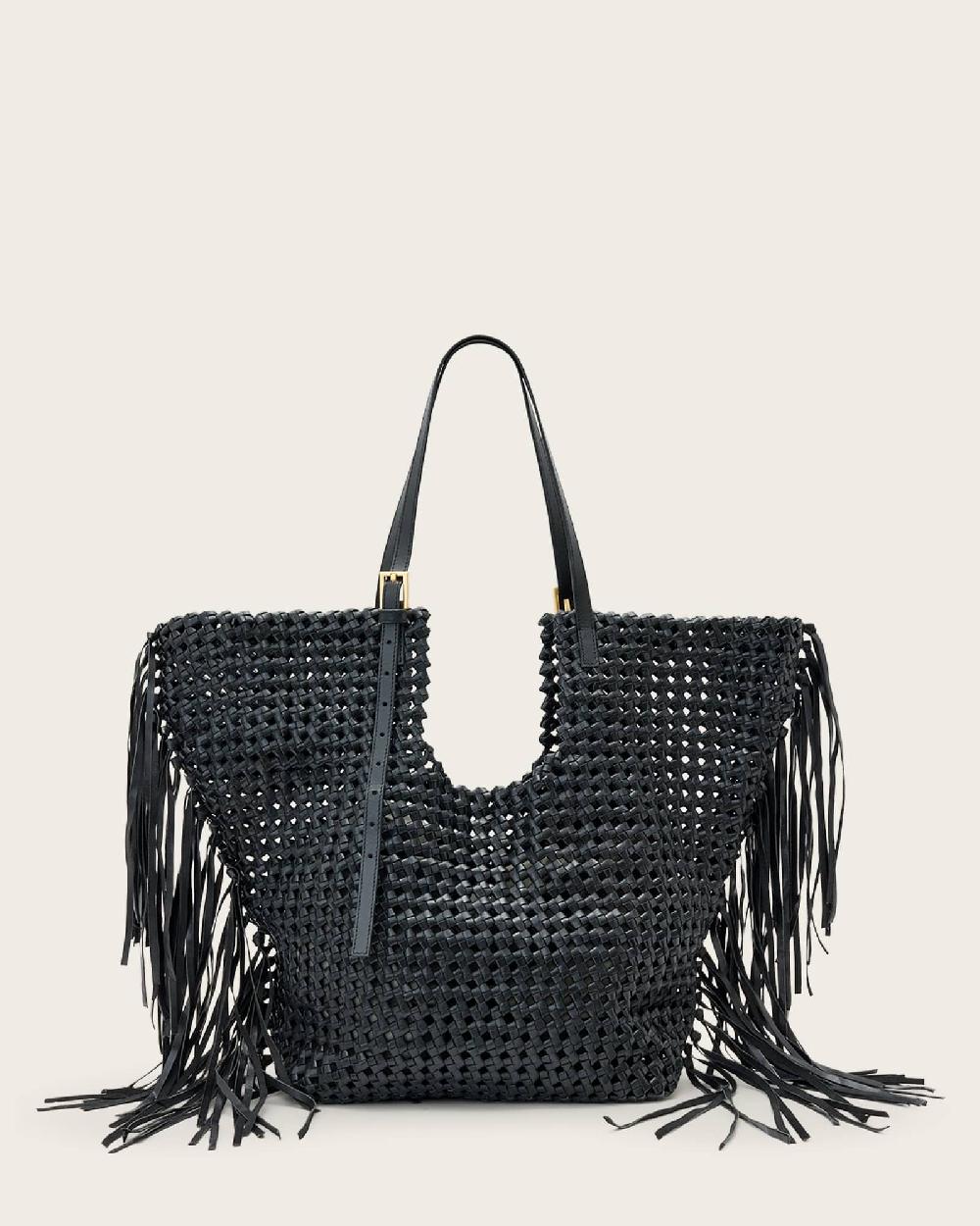 All Saints Ara Leather Knot Tote Bag Black