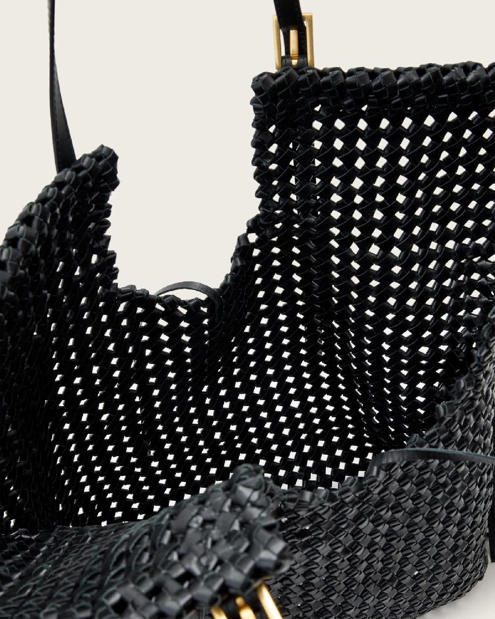 All Saints Ara Leather Knot Tote Bag Black