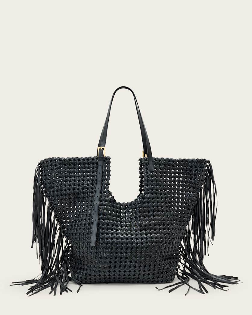 all saints Ara Leather Knot Tote Bag Black