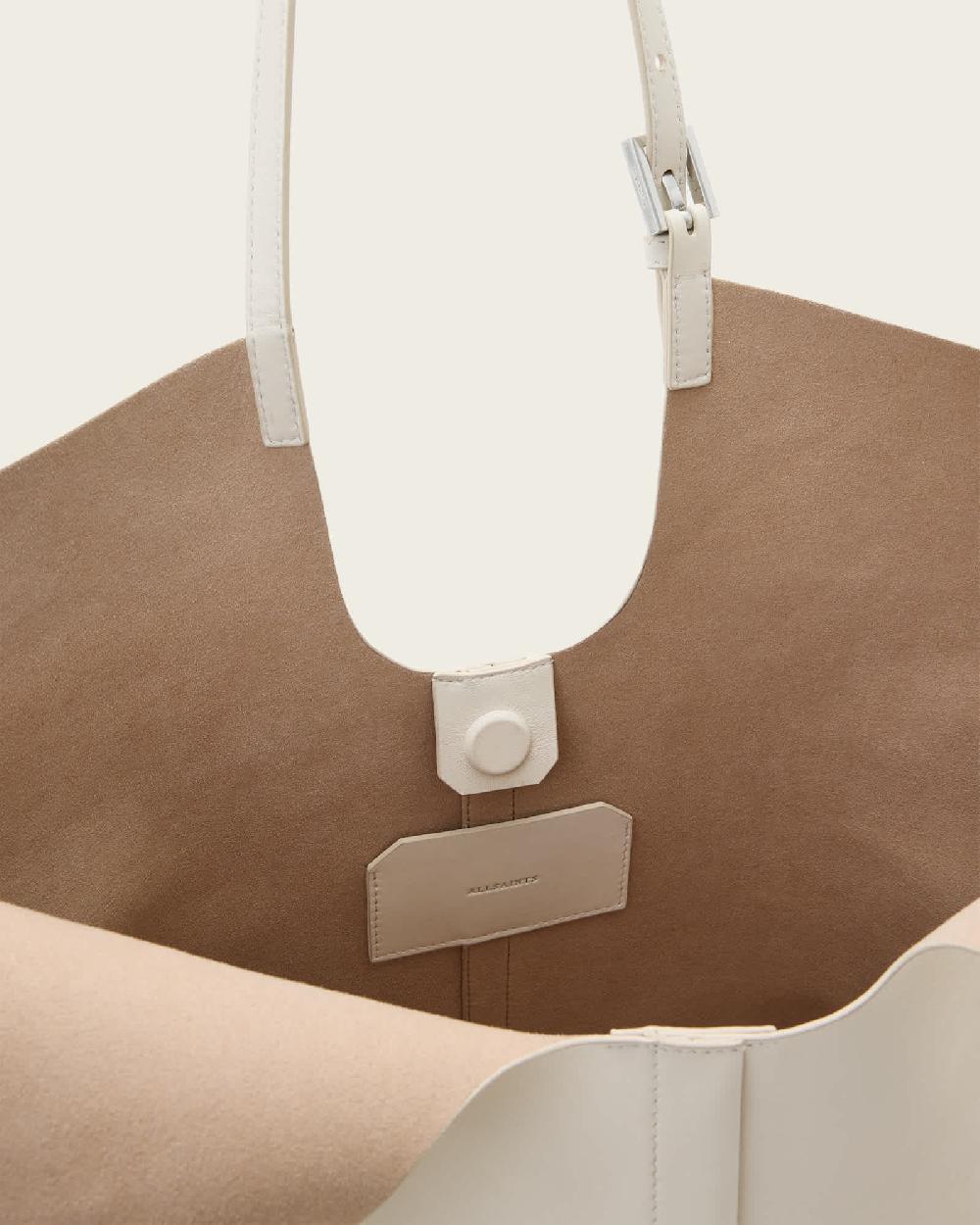 All Saints Ara Leather Tote Bag Birch White